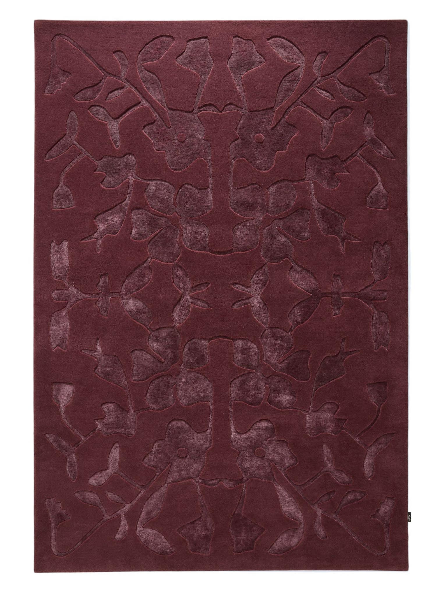 Teppich aus 65% Wolle, 35% Lyocell (TENCEL™) in Rot mit 6 bis 10 mm hohem Flor von benuta Finest
