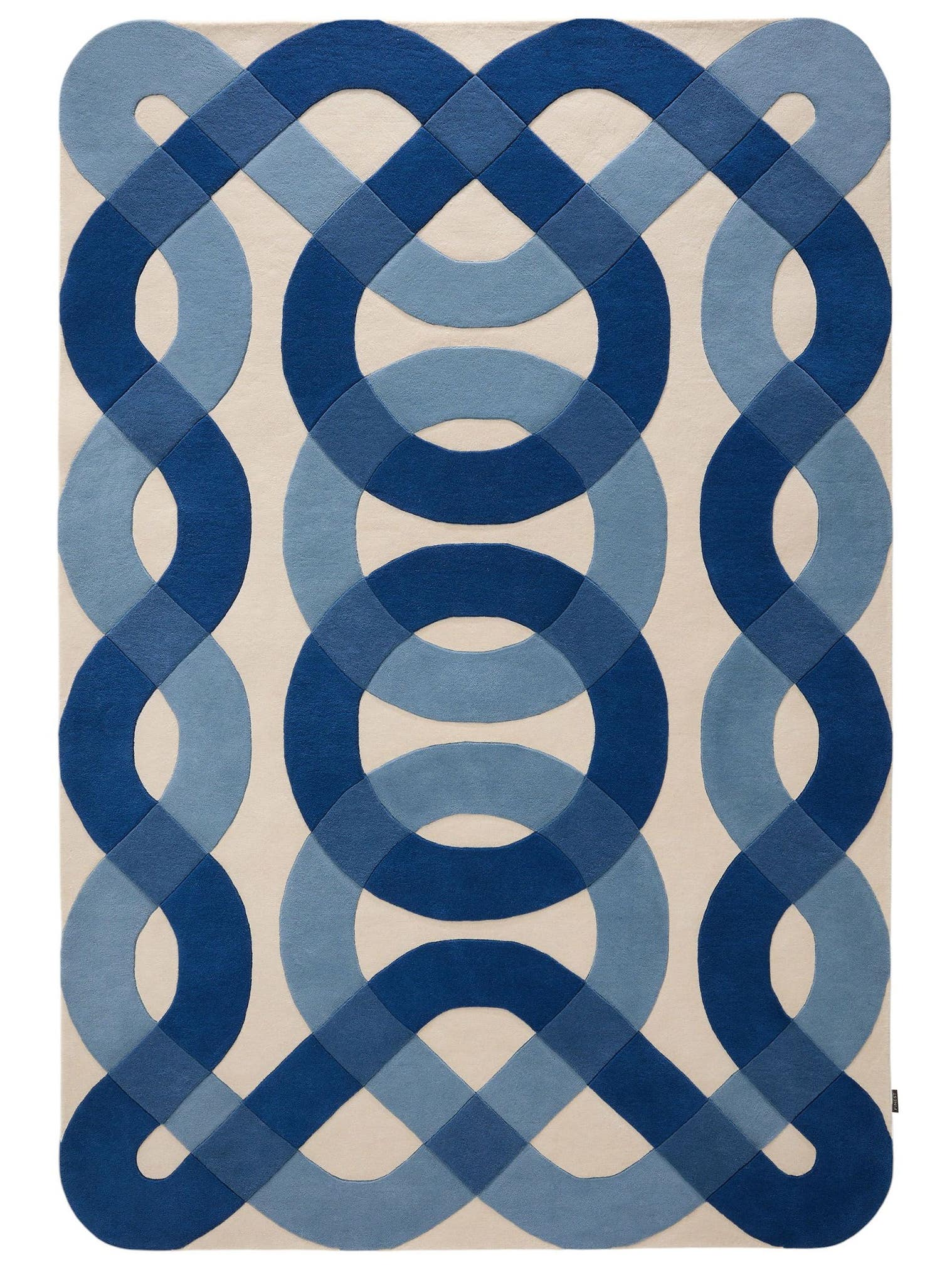 Teppich aus 100% Wolle (aus Neuseeland) in Blau mit 11 bis 20 mm hohem Flor von benuta Finest