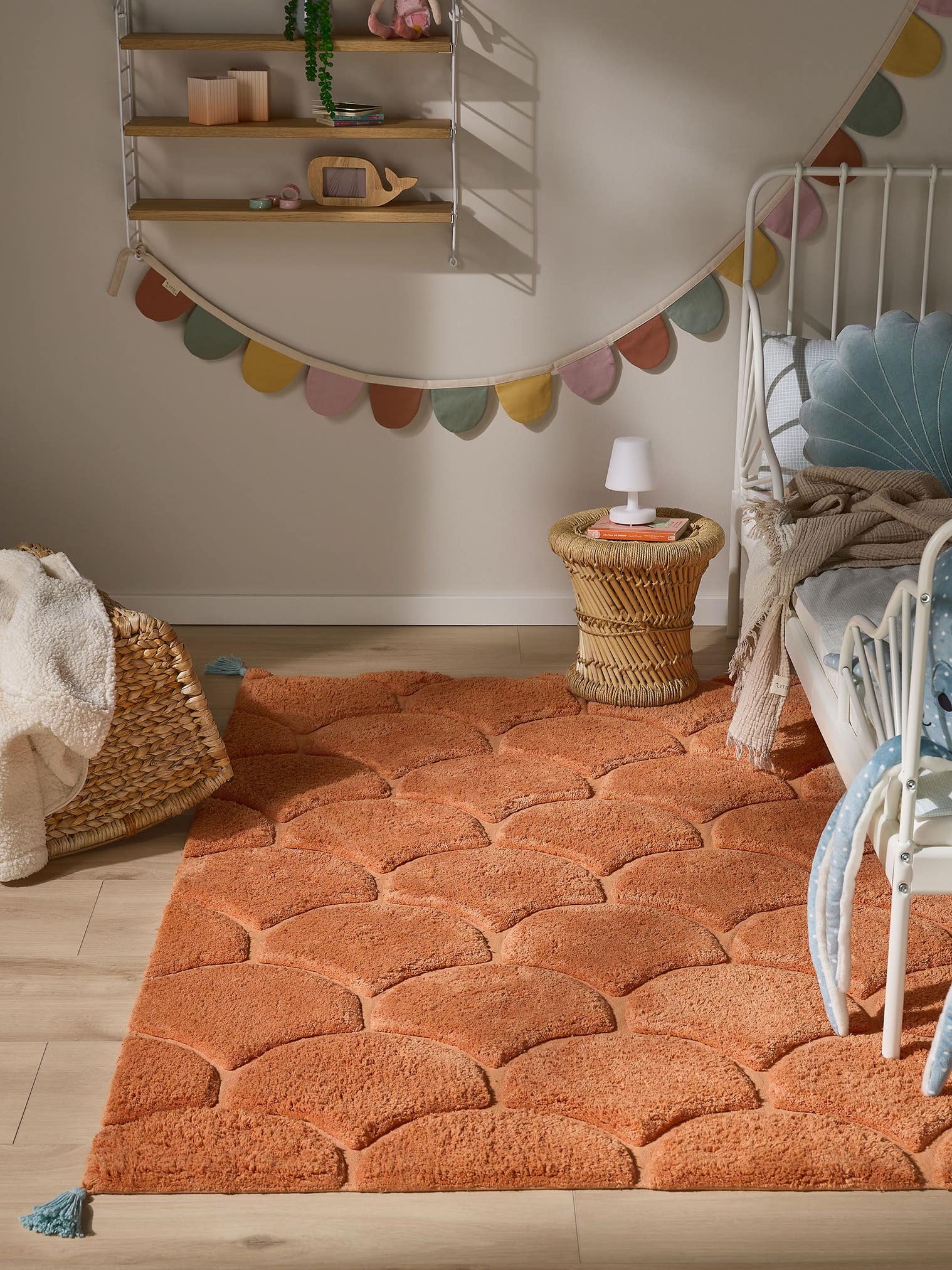 Teppich aus 100% Baumwolle (recycelt) in Orange mit 11 bis 20 mm hohem Flor von Lytte