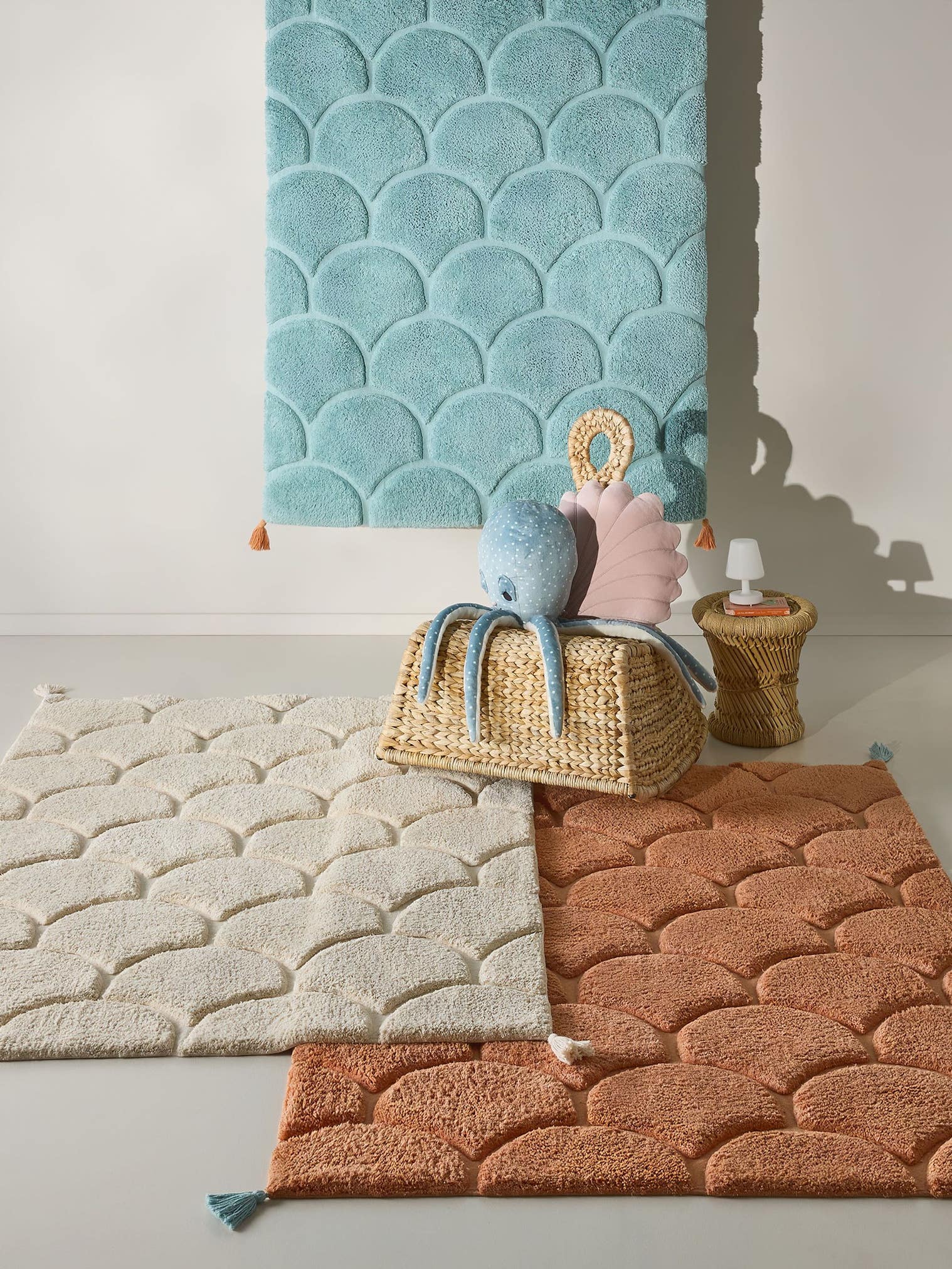Teppich aus 100% Baumwolle (recycelt) in Orange mit 11 bis 20 mm hohem Flor von Lytte