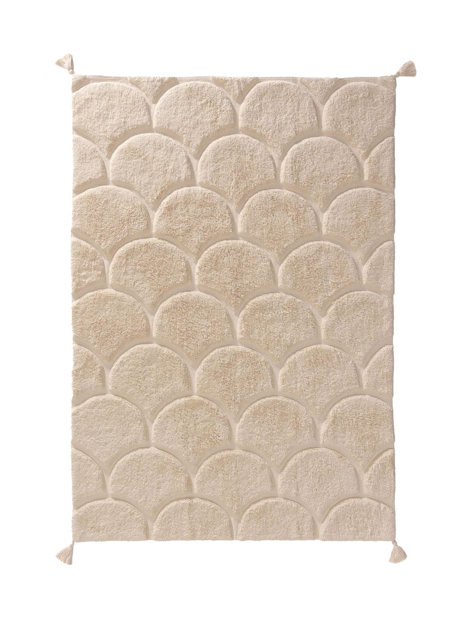 Teppich aus 100% Baumwolle (recycelt) in Beige mit 11 bis 20 mm hohem Flor von Lytte