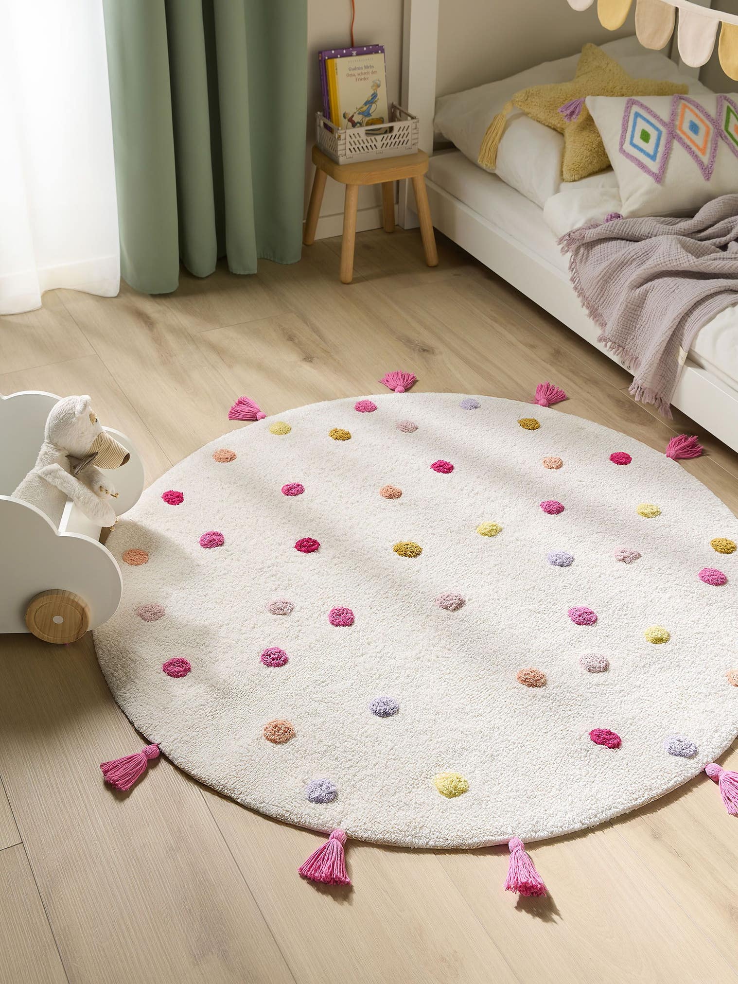 Teppich aus 100% Baumwolle (recycelt) in Multicolor mit 11 bis 20 mm hohem Flor von Lytte