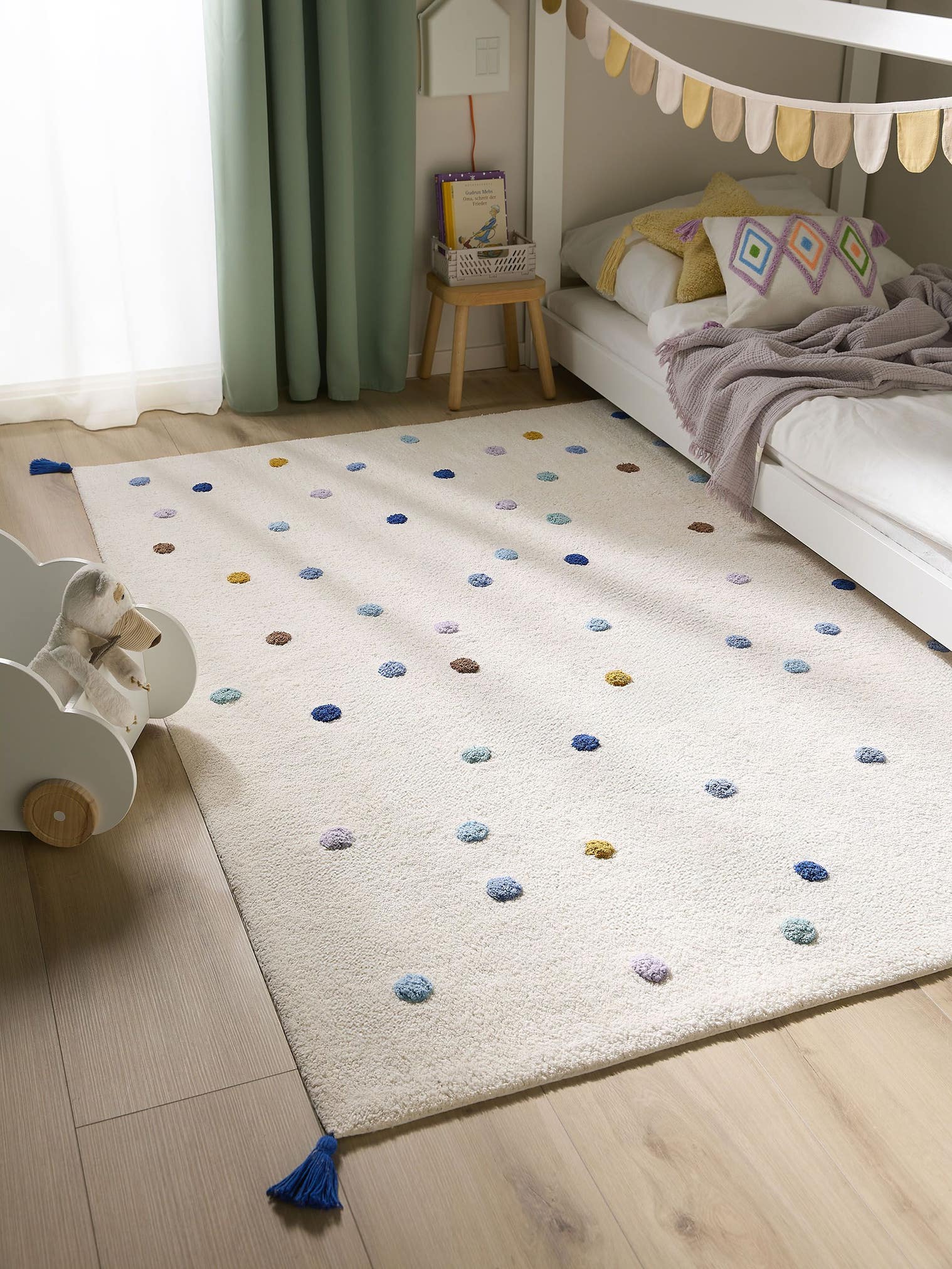 Teppich aus 100% Baumwolle (recycelt) in Multicolor mit 11 bis 20 mm hohem Flor von Lytte