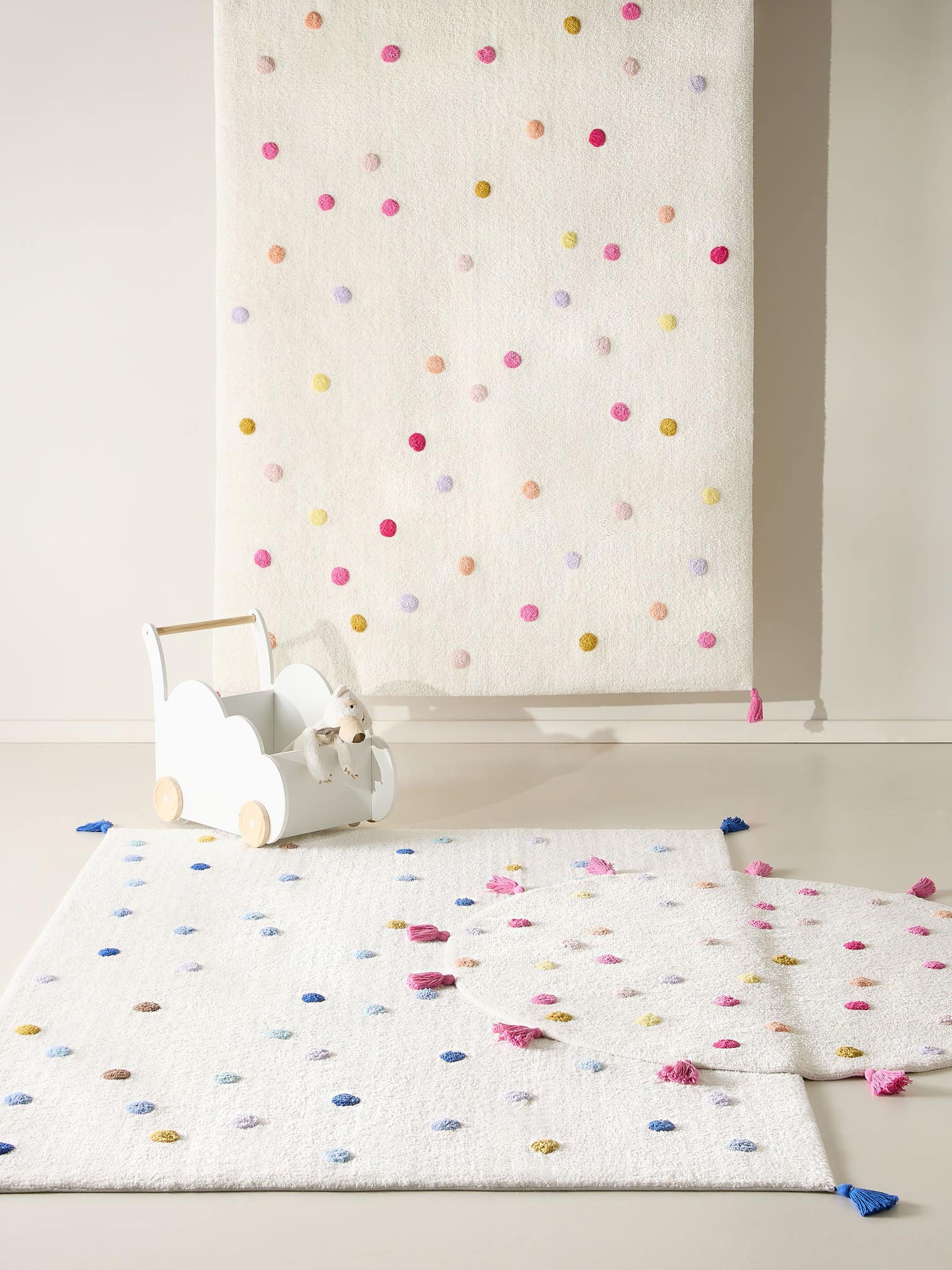 Teppich aus 100% Baumwolle (recycelt) in Multicolor mit 11 bis 20 mm hohem Flor von Lytte