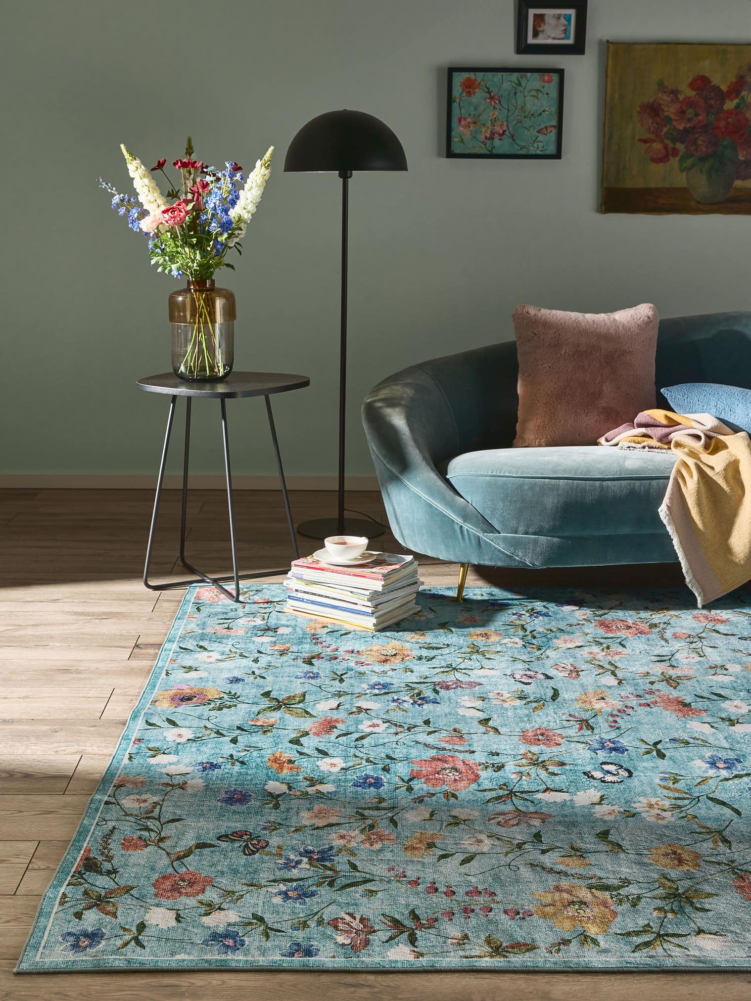 Rug made of 100% Polyester in Multicoloured with a 1- 5 mm high pile by benuta Nest