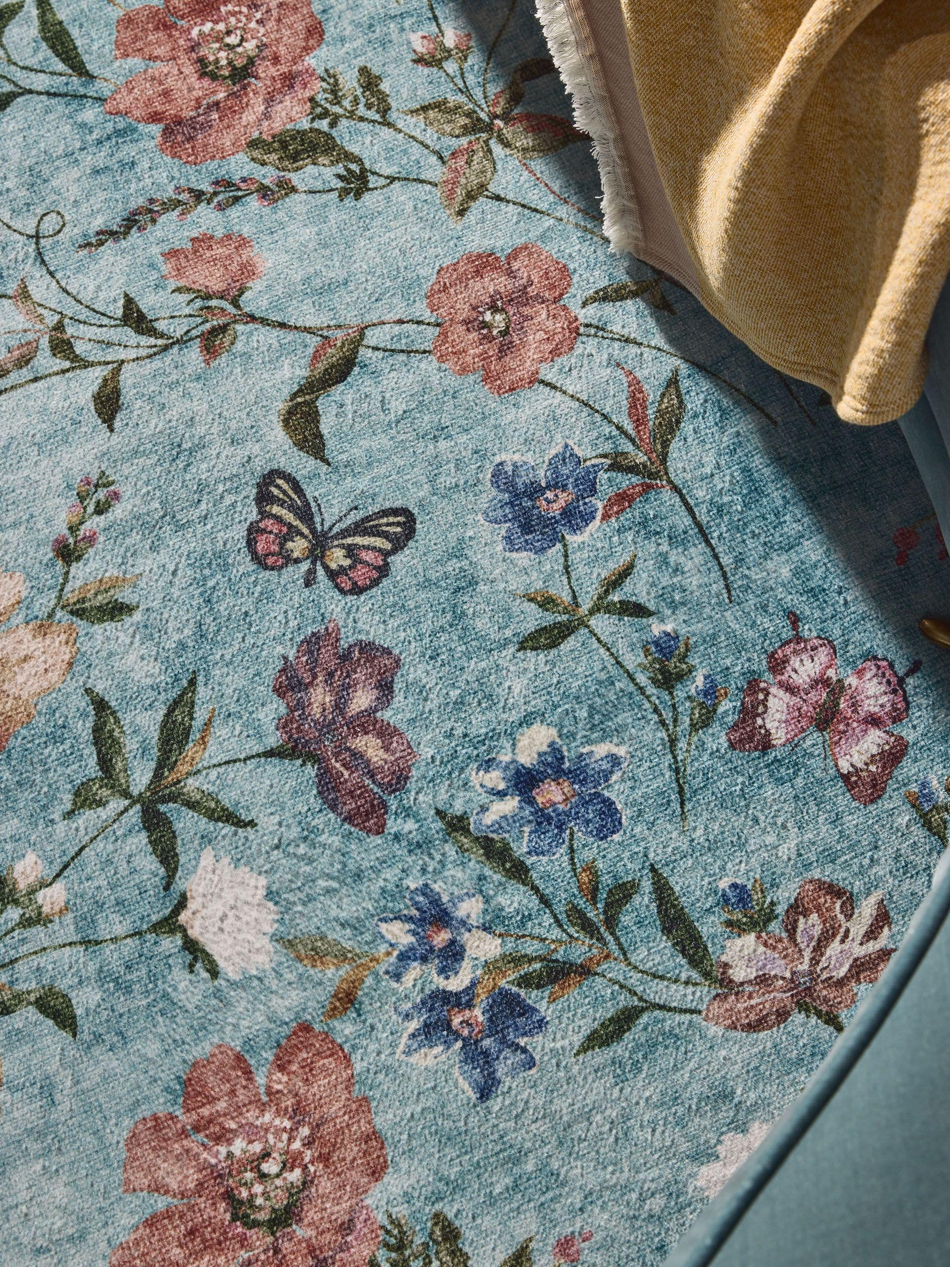 Rug made of 100% Polyester in Multicoloured with a 1- 5 mm high pile by benuta Nest