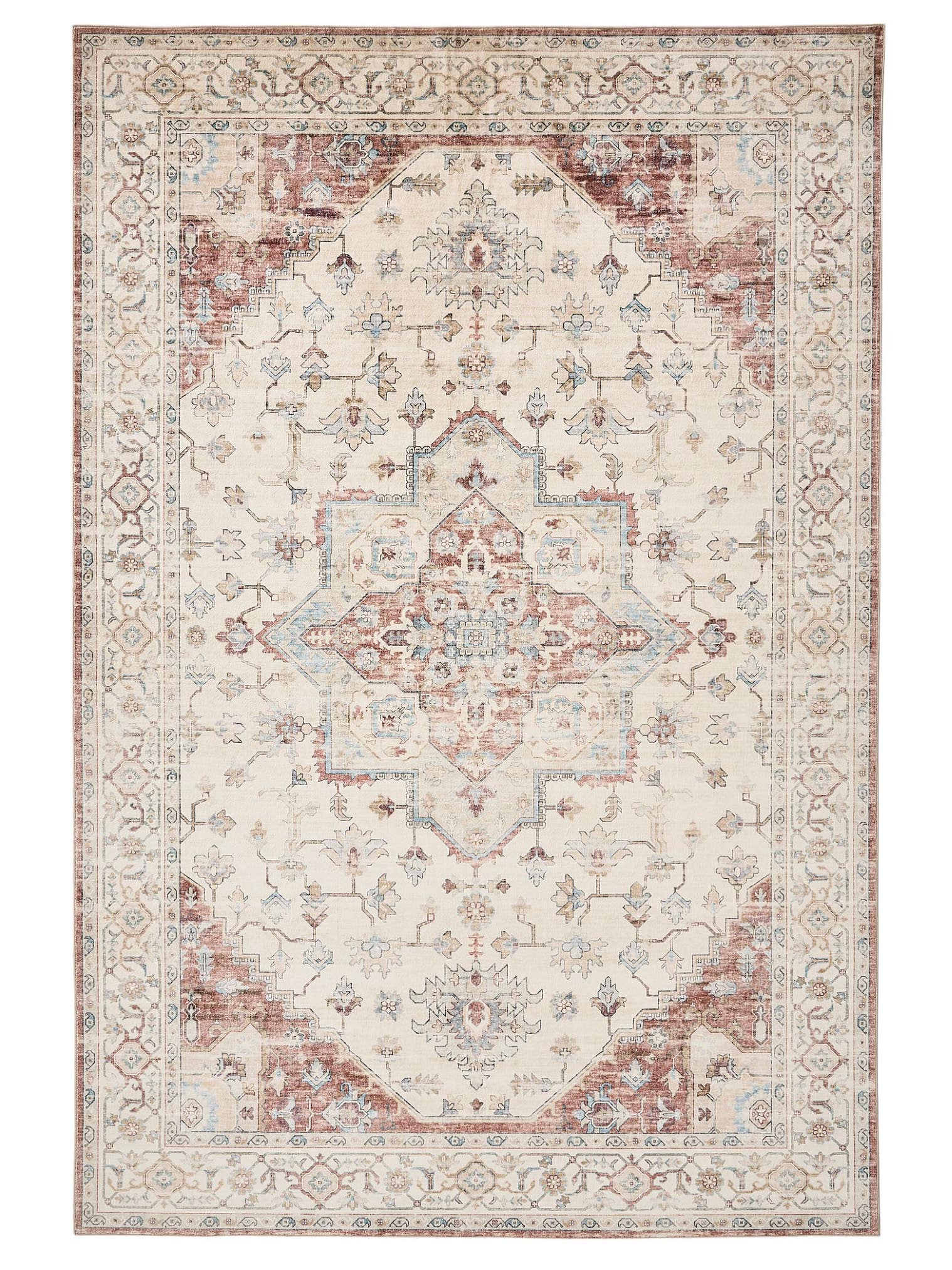 Rug made of 100% Polyester in Multicoloured with a 1- 5 mm high pile by benuta Nest