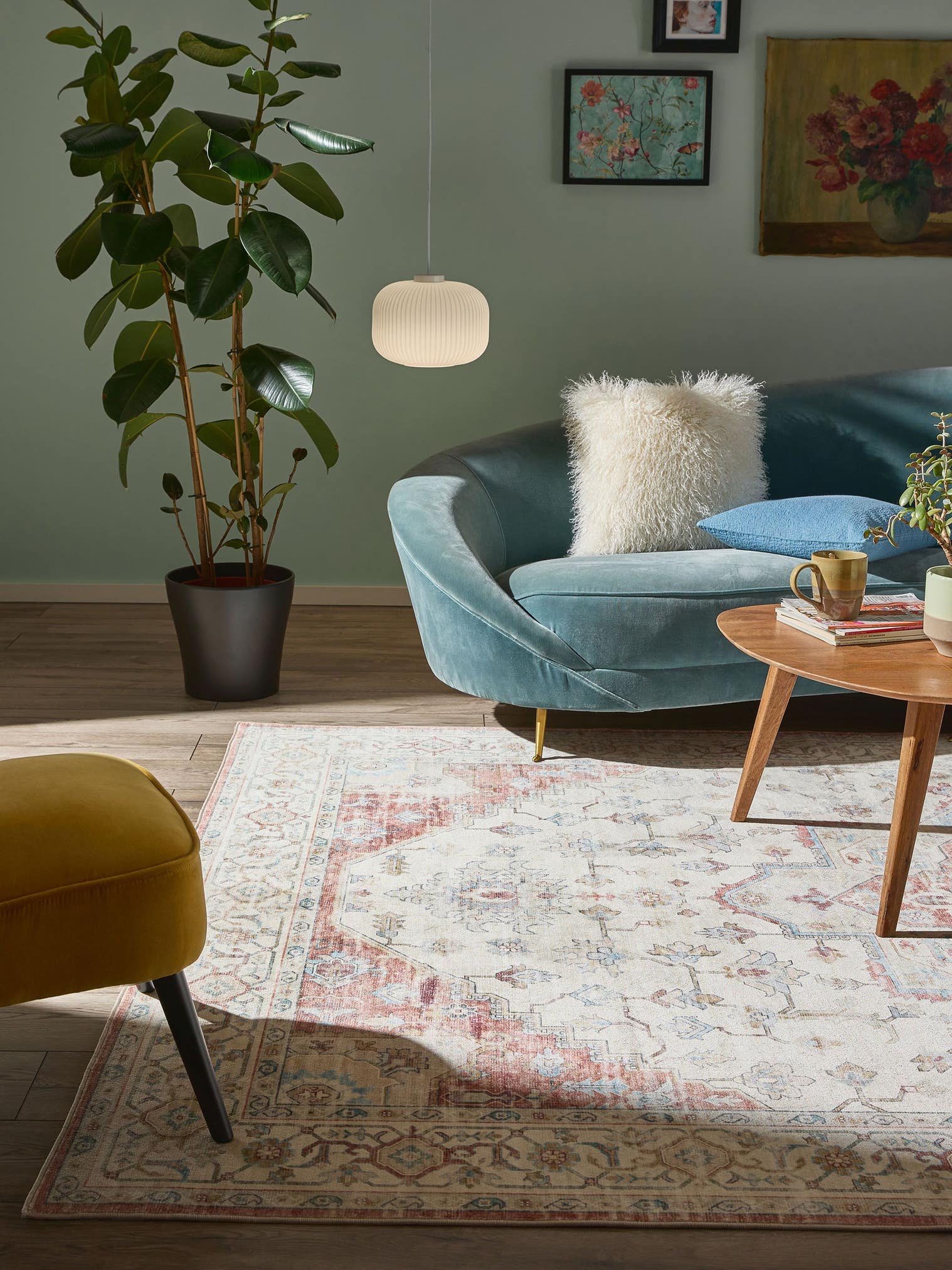 Rug made of 100% Polyester in Multicoloured with a 1- 5 mm high pile by benuta Nest