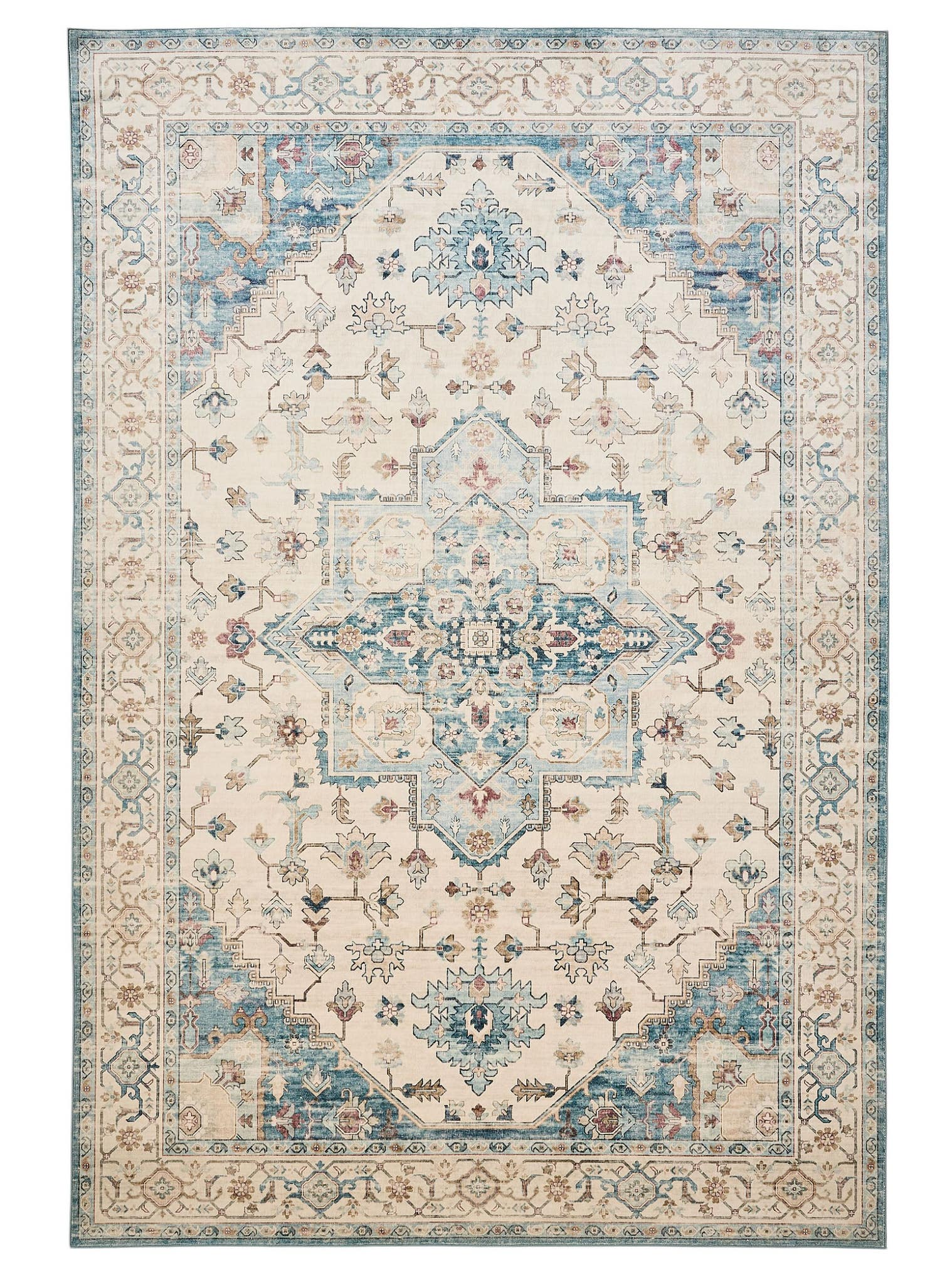 Rug made of 100% Polyester in Multicoloured with a 1- 5 mm high pile by benuta Nest