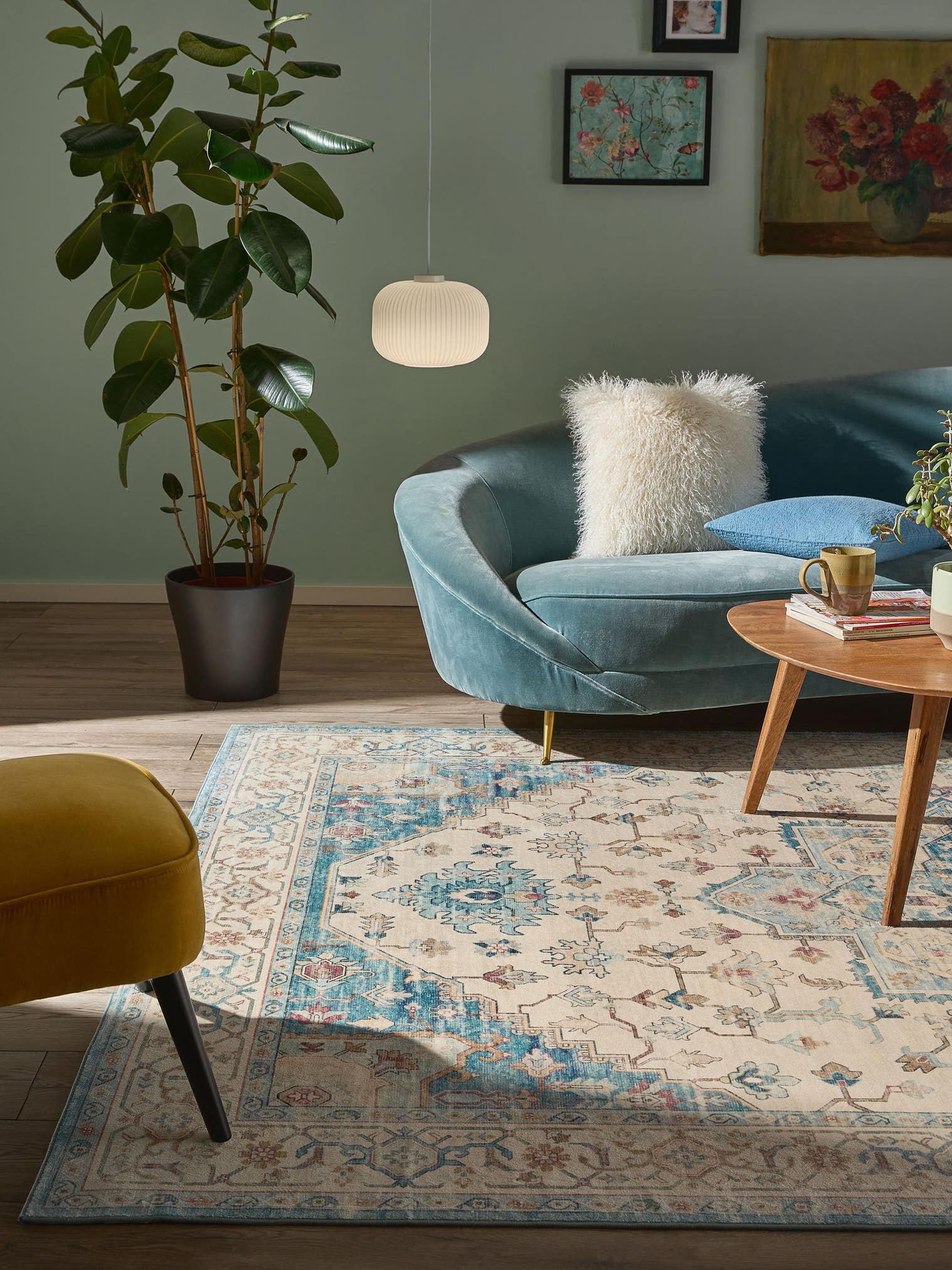 Rug made of 100% Polyester in Multicoloured with a 1- 5 mm high pile by benuta Nest