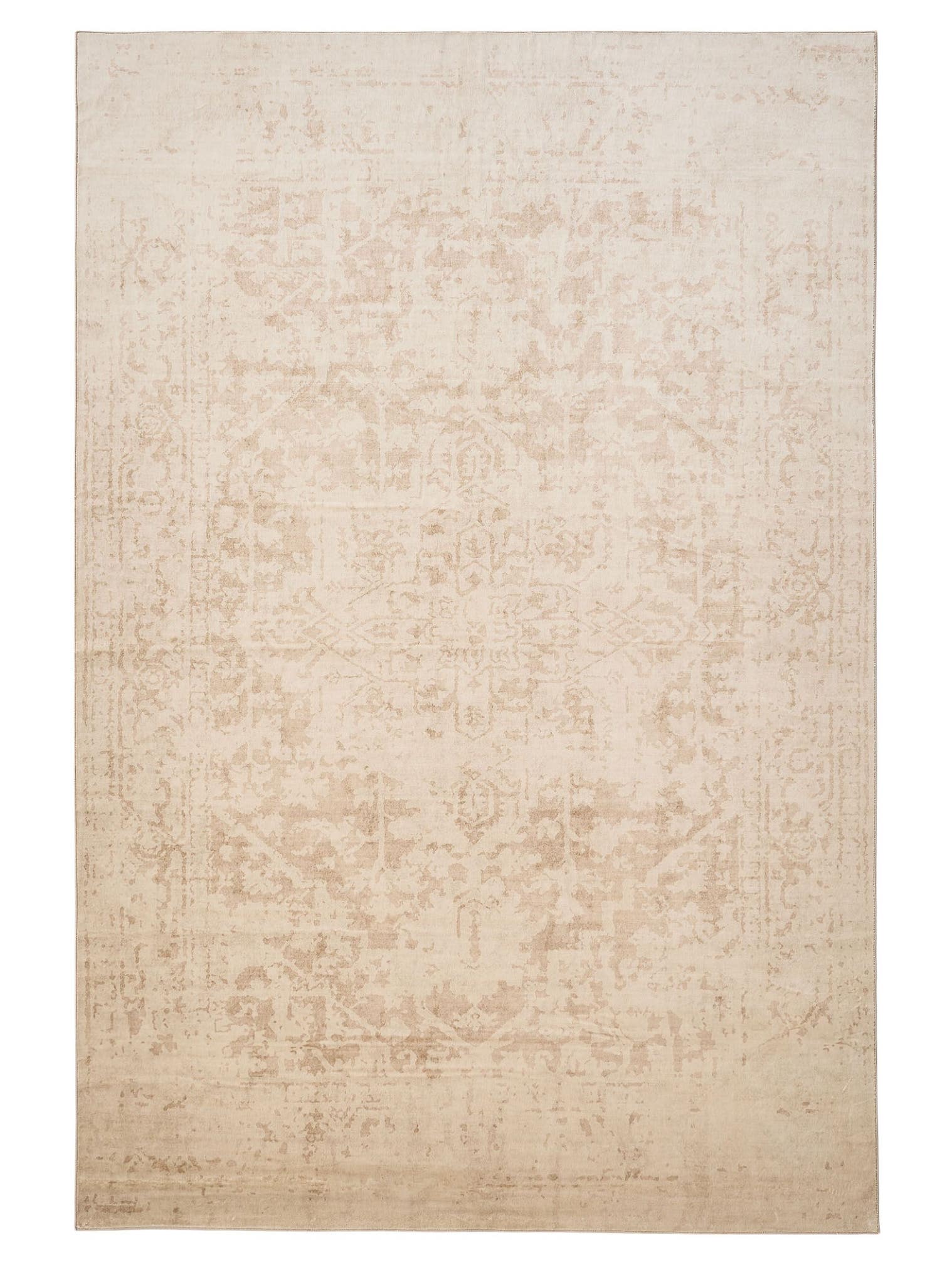 Rug made of 100% Polyester in Beige with a 1- 5 mm high pile by benuta Nest