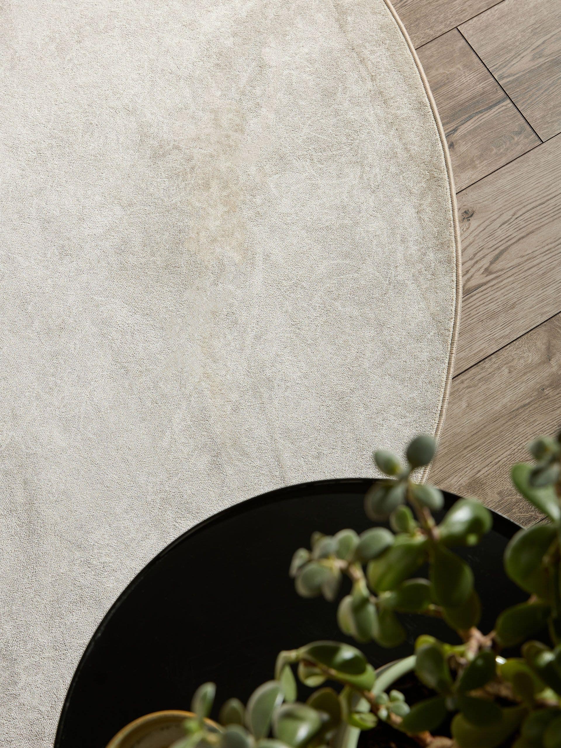 Tapijt van 100% Polyester in Beige met een 1- 5 mm hoge pool van benuta Nest