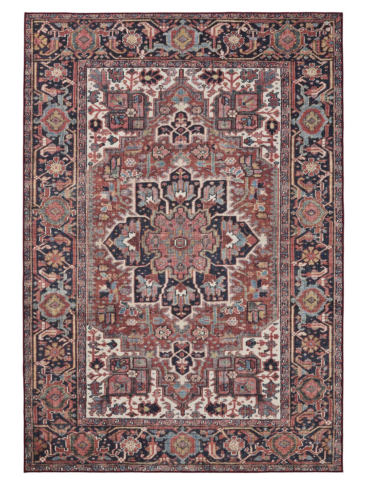 Rug made of 100% Polyester in Multicoloured with a 1- 5 mm high pile by benuta Basic