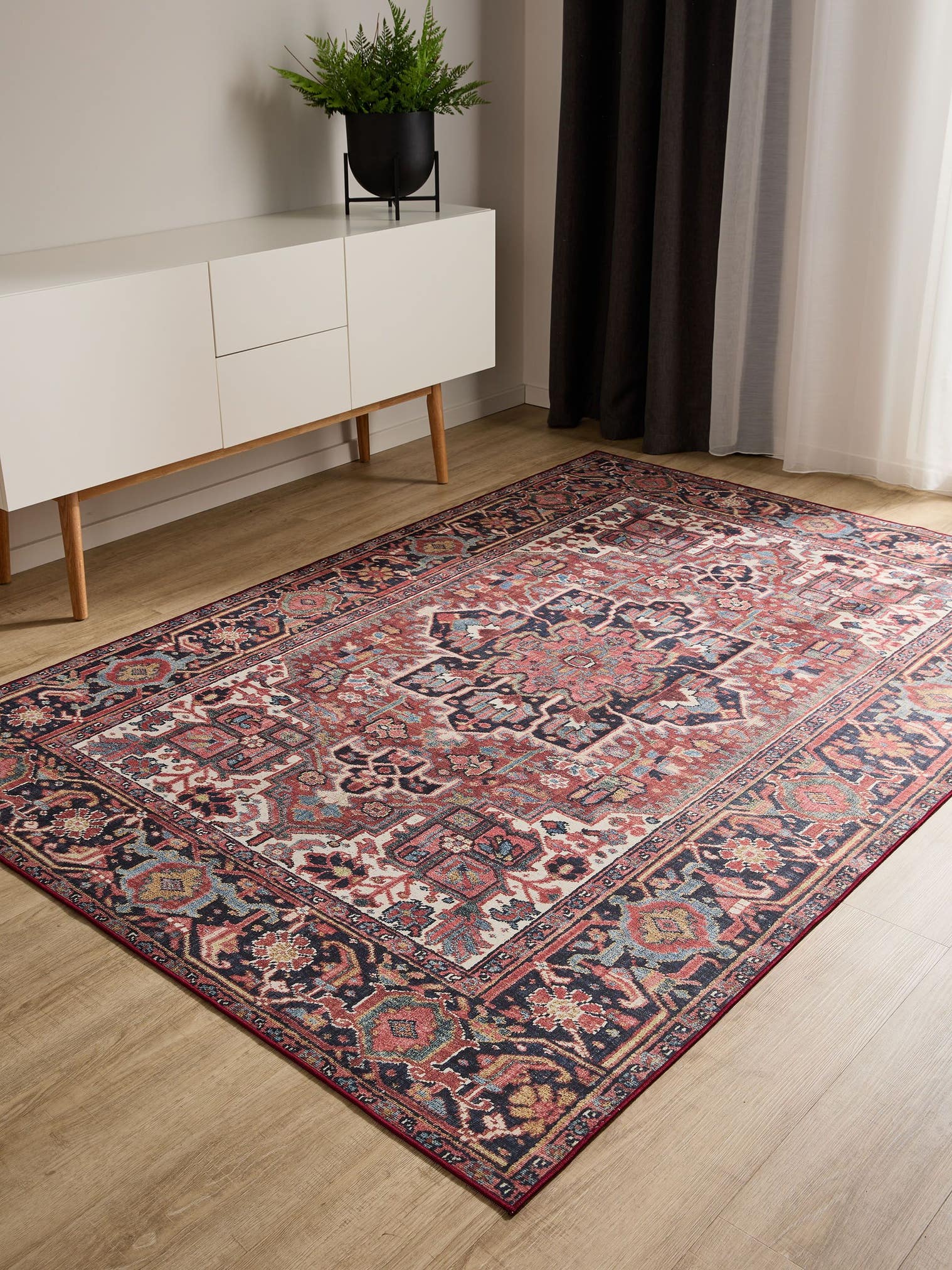 Rug made of 100% Polyester in Multicoloured with a 1- 5 mm high pile by benuta Basic