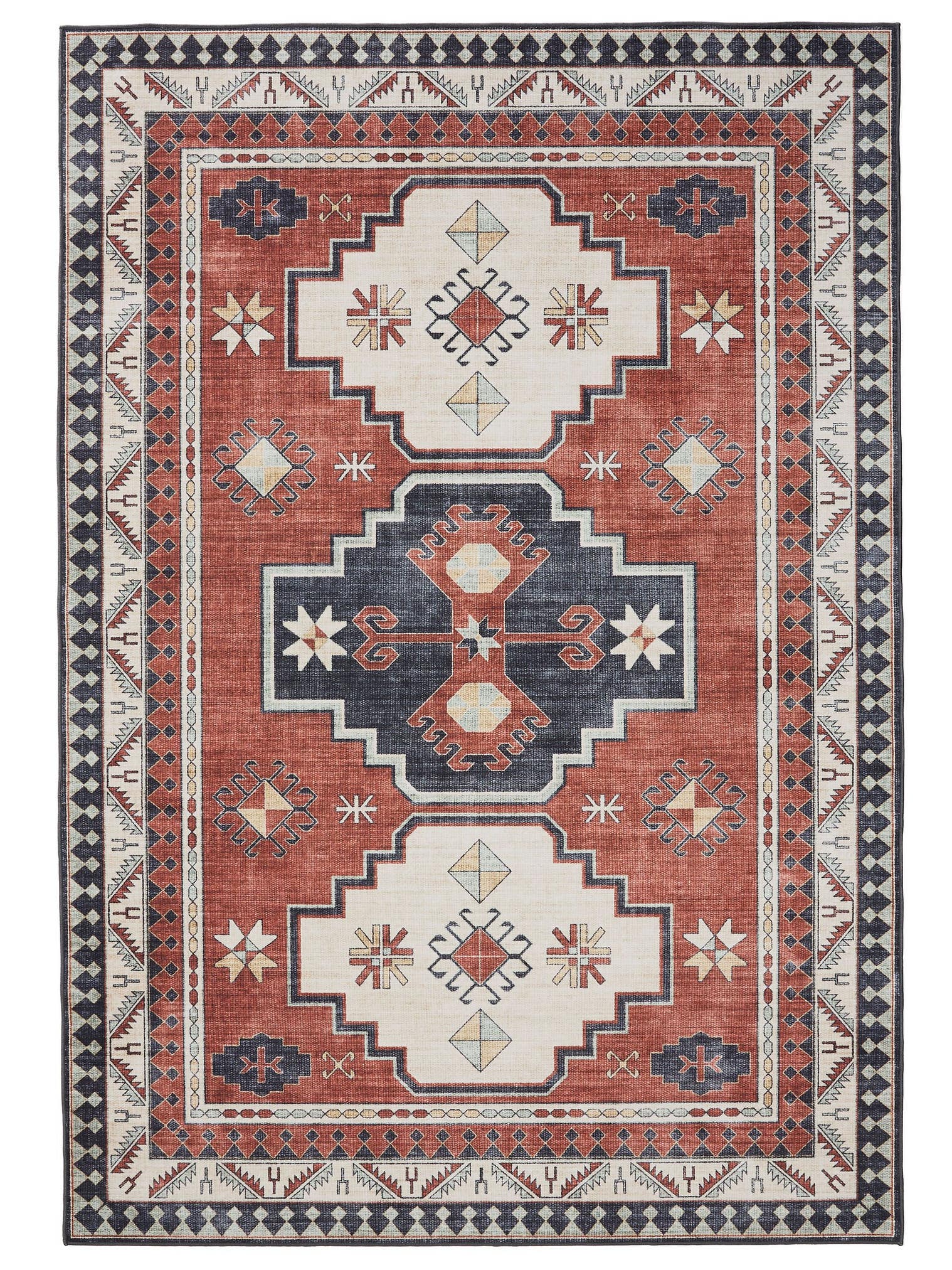 Rug made of 100% Polyester in Multicoloured with a 1- 5 mm high pile by benuta Basic