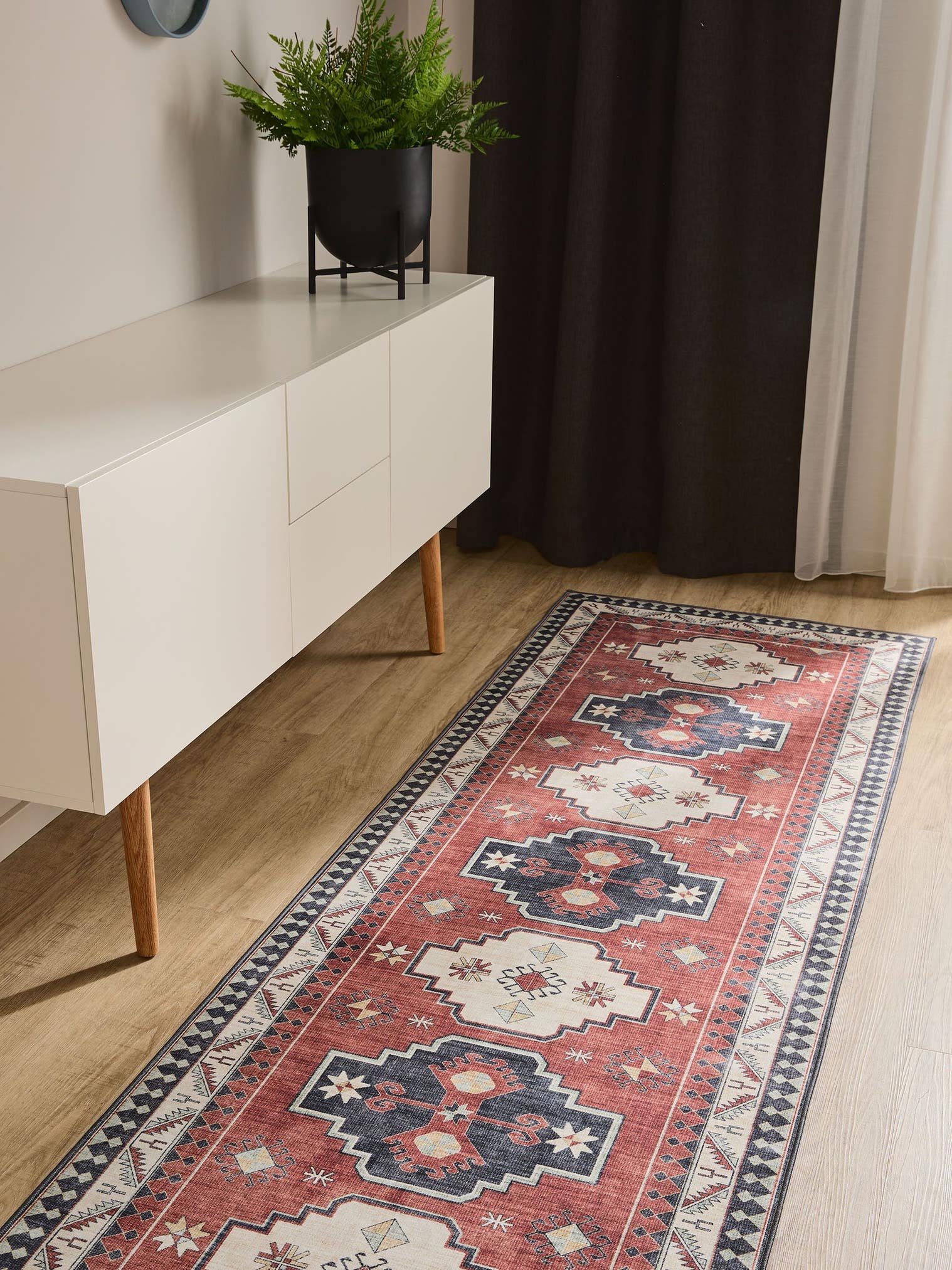 Tapis en 100% Polyester en Multicouleur avec une pile de 1- 5 mm de hauteur de benuta Basic