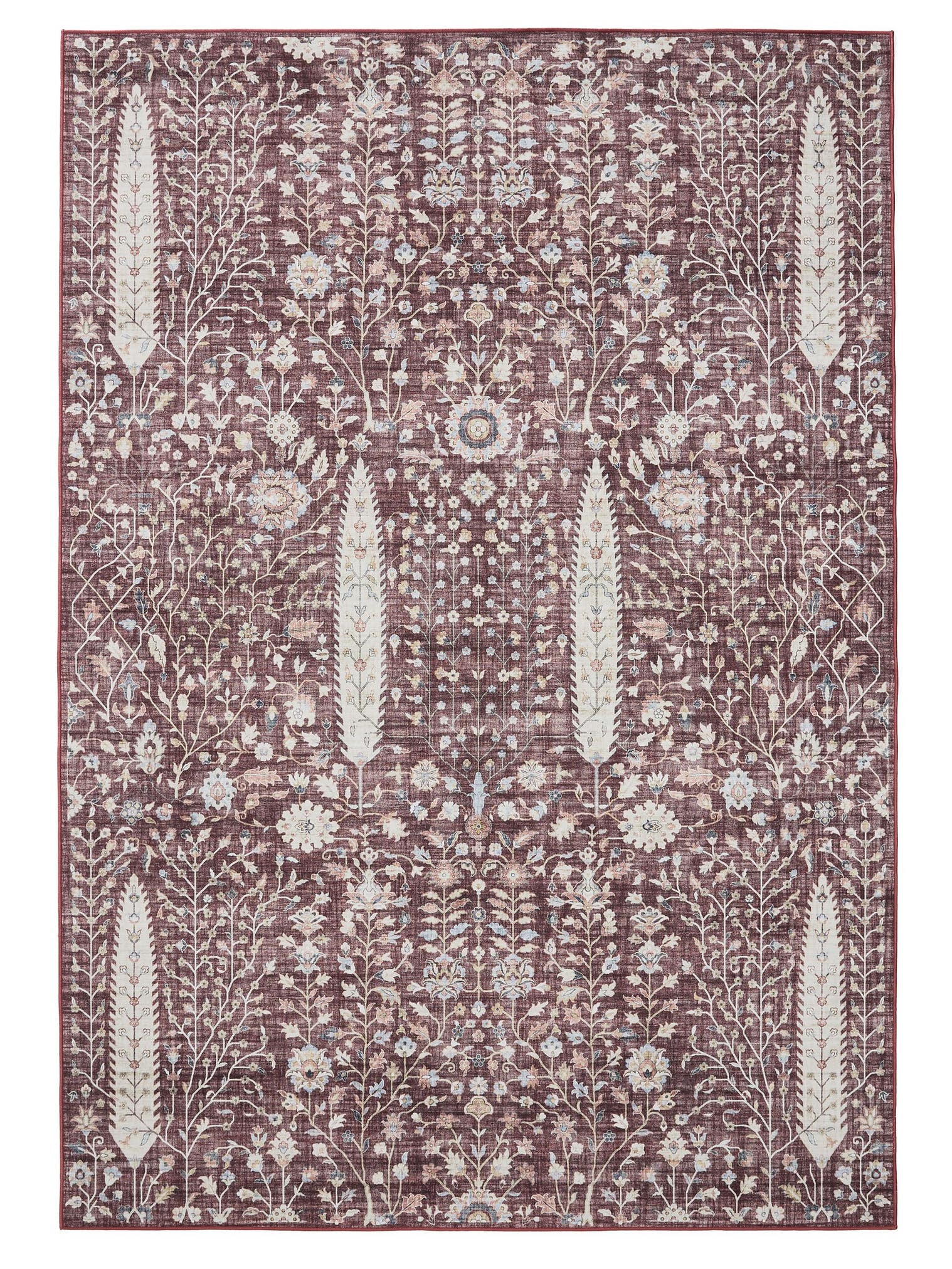 Rug made of 100% Polyester in Red with a 1- 5 mm high pile by benuta Basic