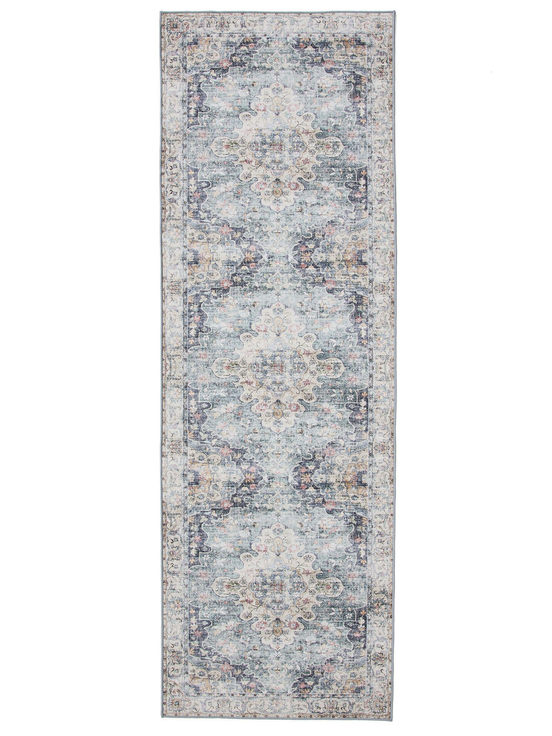 Rug made of 100% Polyester in Blue with a 1- 5 mm high pile by benuta Basic