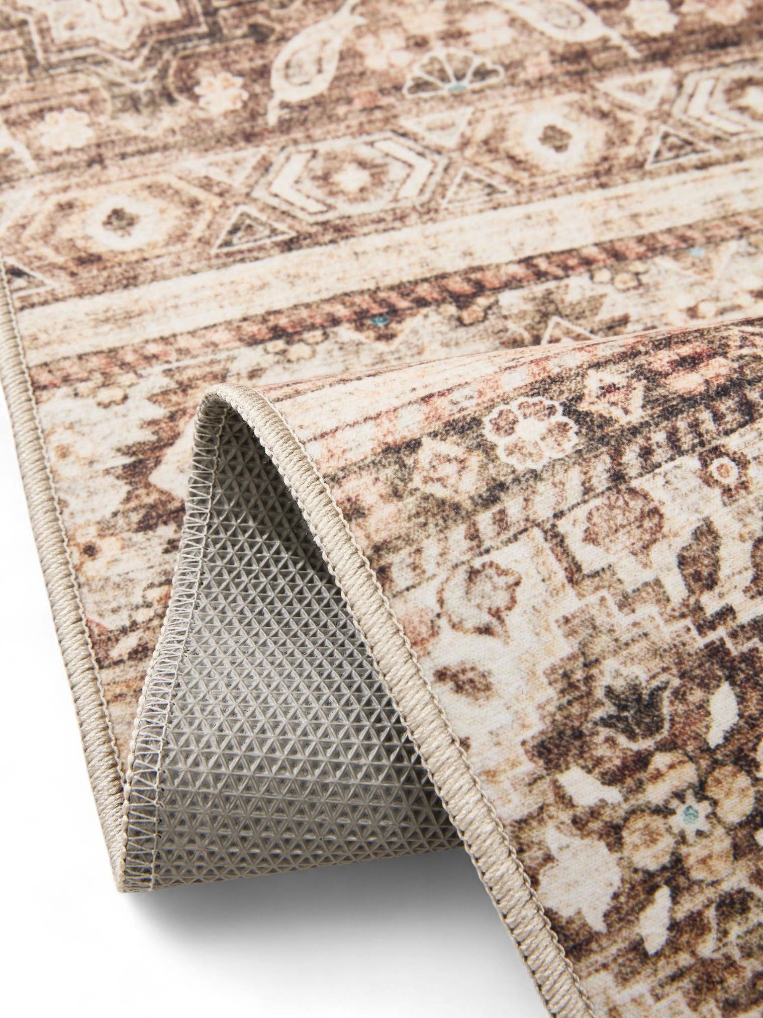 Tapis en 100% Polyester en Marron avec une pile de 1- 5 mm de hauteur de benuta Basic
