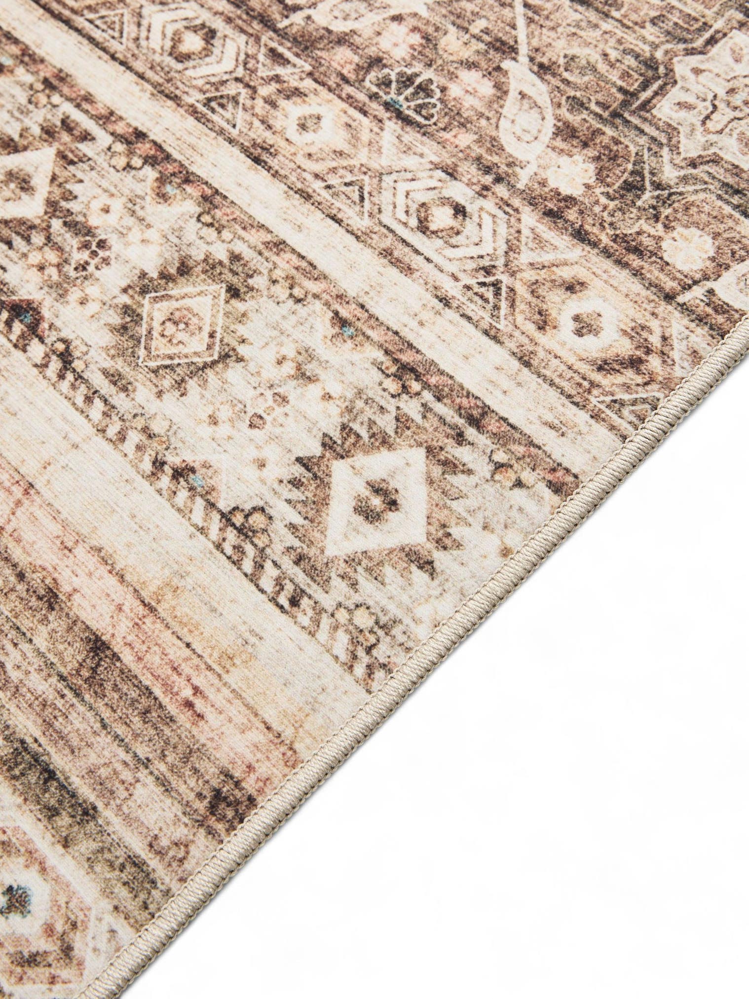 Tapis en 100% Polyester en Marron avec une pile de 1- 5 mm de hauteur de benuta Basic