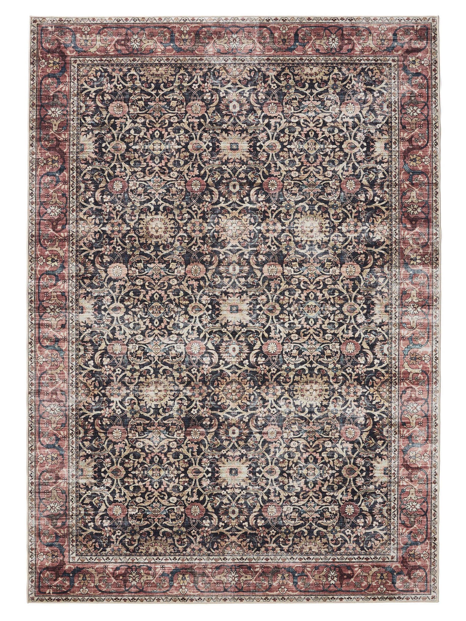Rug made of 100% Polyester in Multicoloured with a 1- 5 mm high pile by benuta Basic