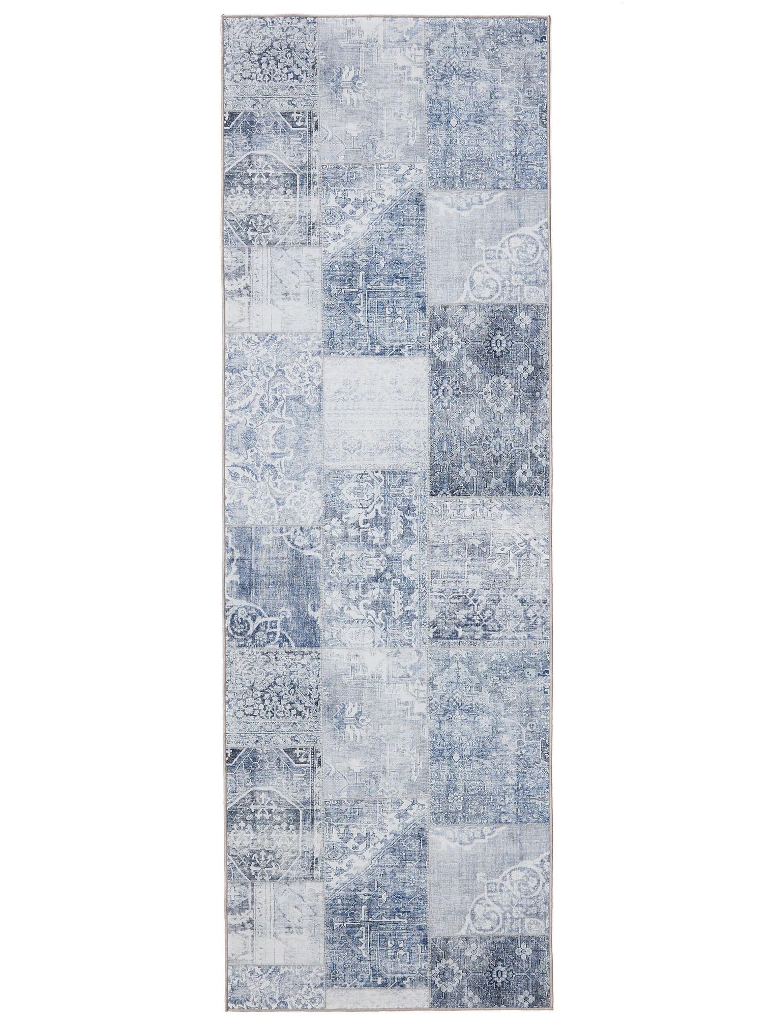 Tapis en 100% Polyester en Bleu avec une pile de 1- 5 mm de hauteur de benuta Basic