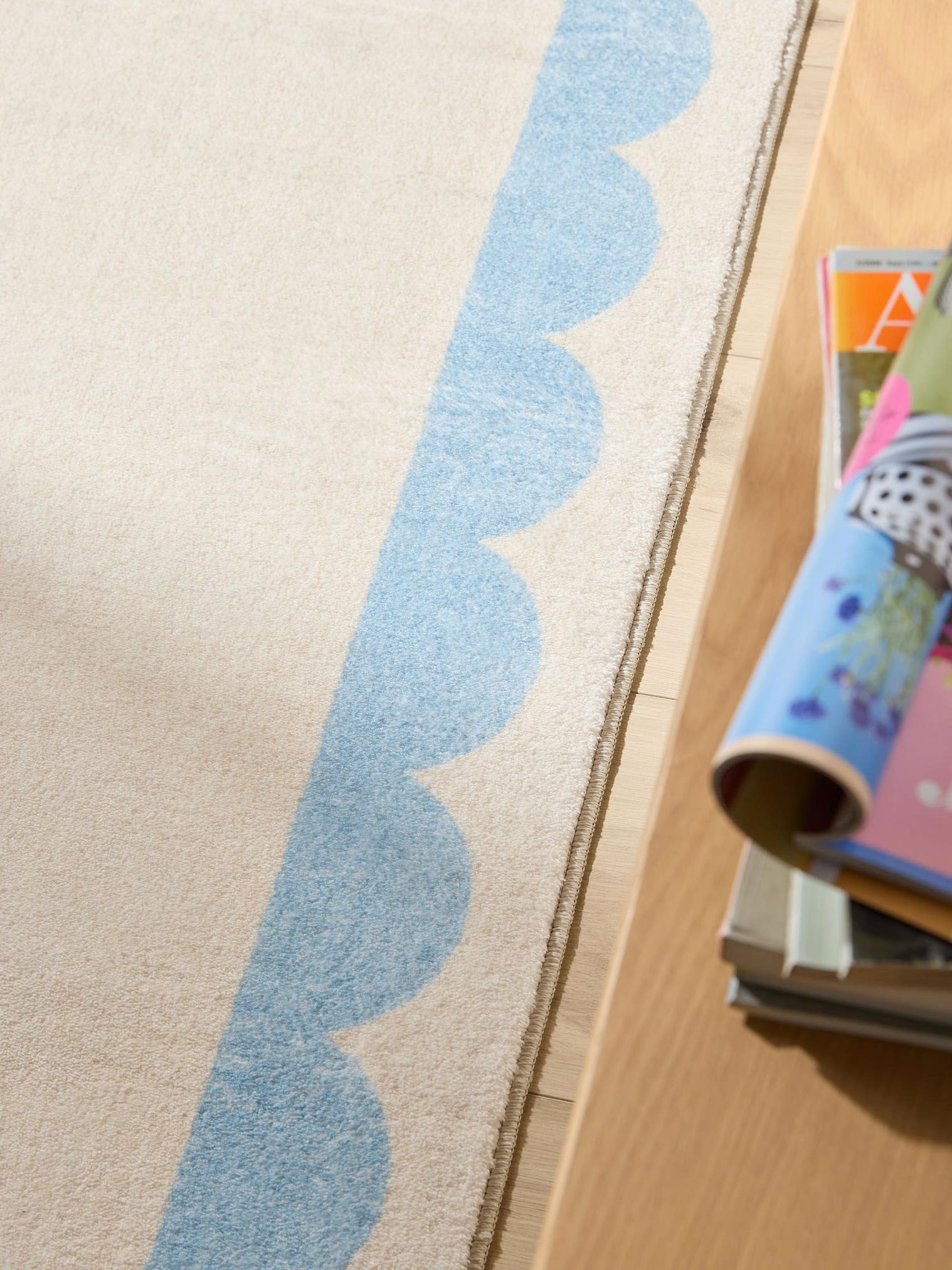 Rug made of 100% Polyester in Blue with a 6 - 10 mm high pile by benuta Pop