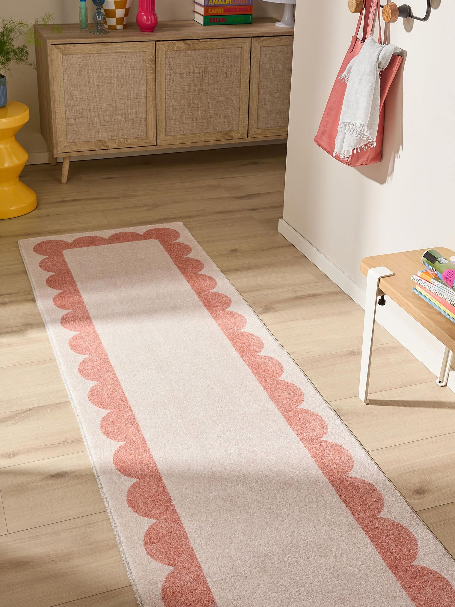 Rug made of 100% Polyester in Orange with a 6 - 10 mm high pile by benuta Pop