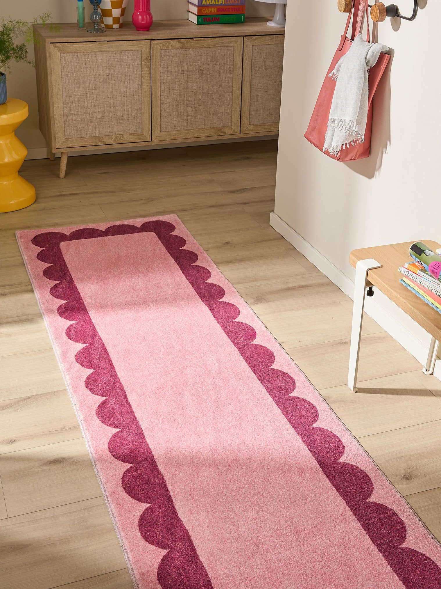 Rug made of 100% Polyester in Pink with a 6 - 10 mm high pile by benuta Pop