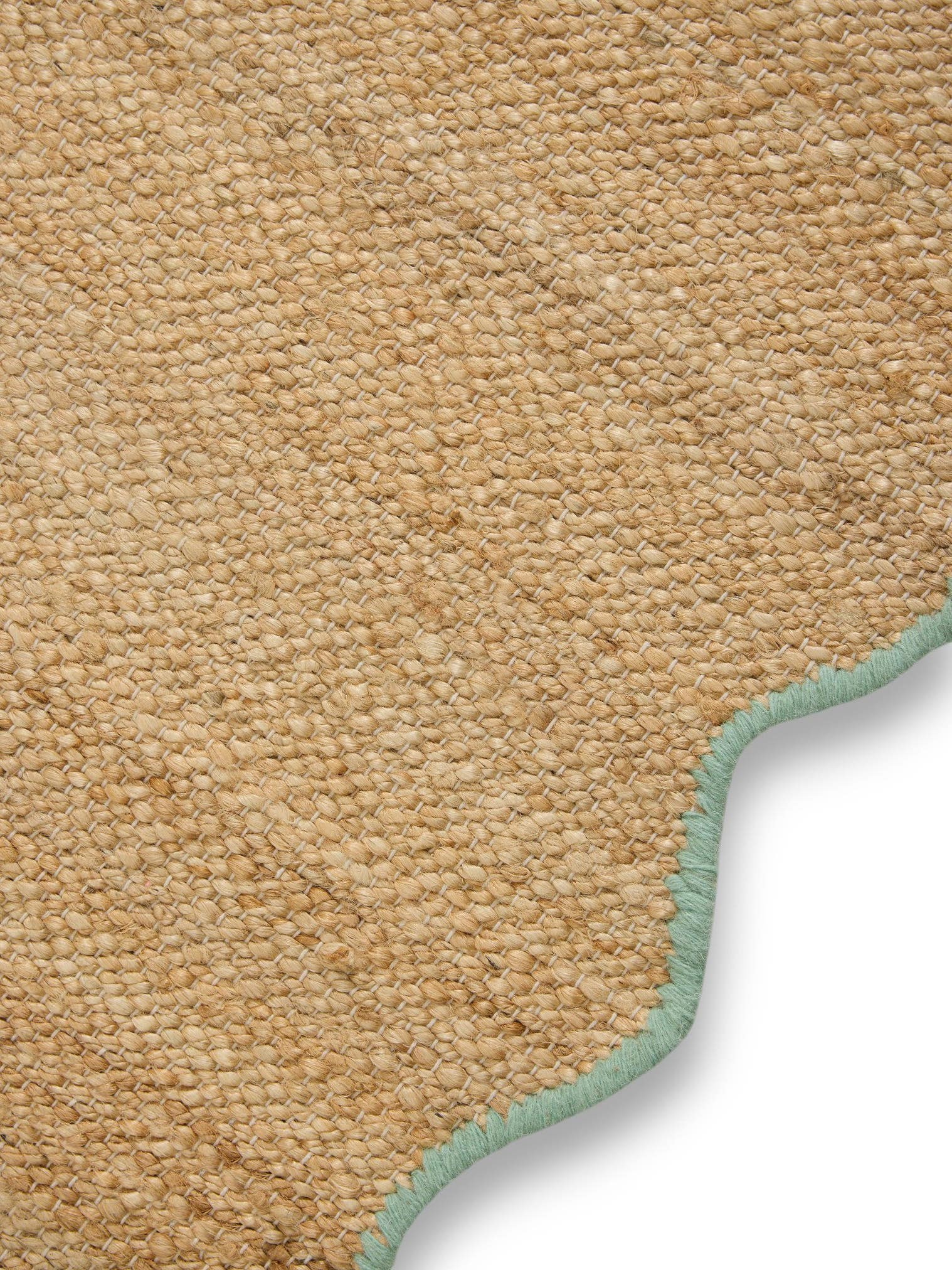 Tæppe af 91% Jute, 4% Bomuld, 3% Uld, 2% Polyester i Turkis med 1- 5 mm høj luv fra benuta Pop