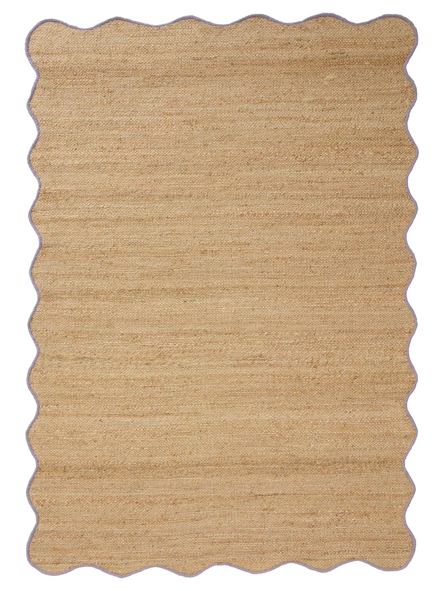 Teppich aus 91% Jute, 4% Baumwolle, 3% Wolle, 2% Polyester in Lila mit bis 5 mm hohem Flor von benuta Pop