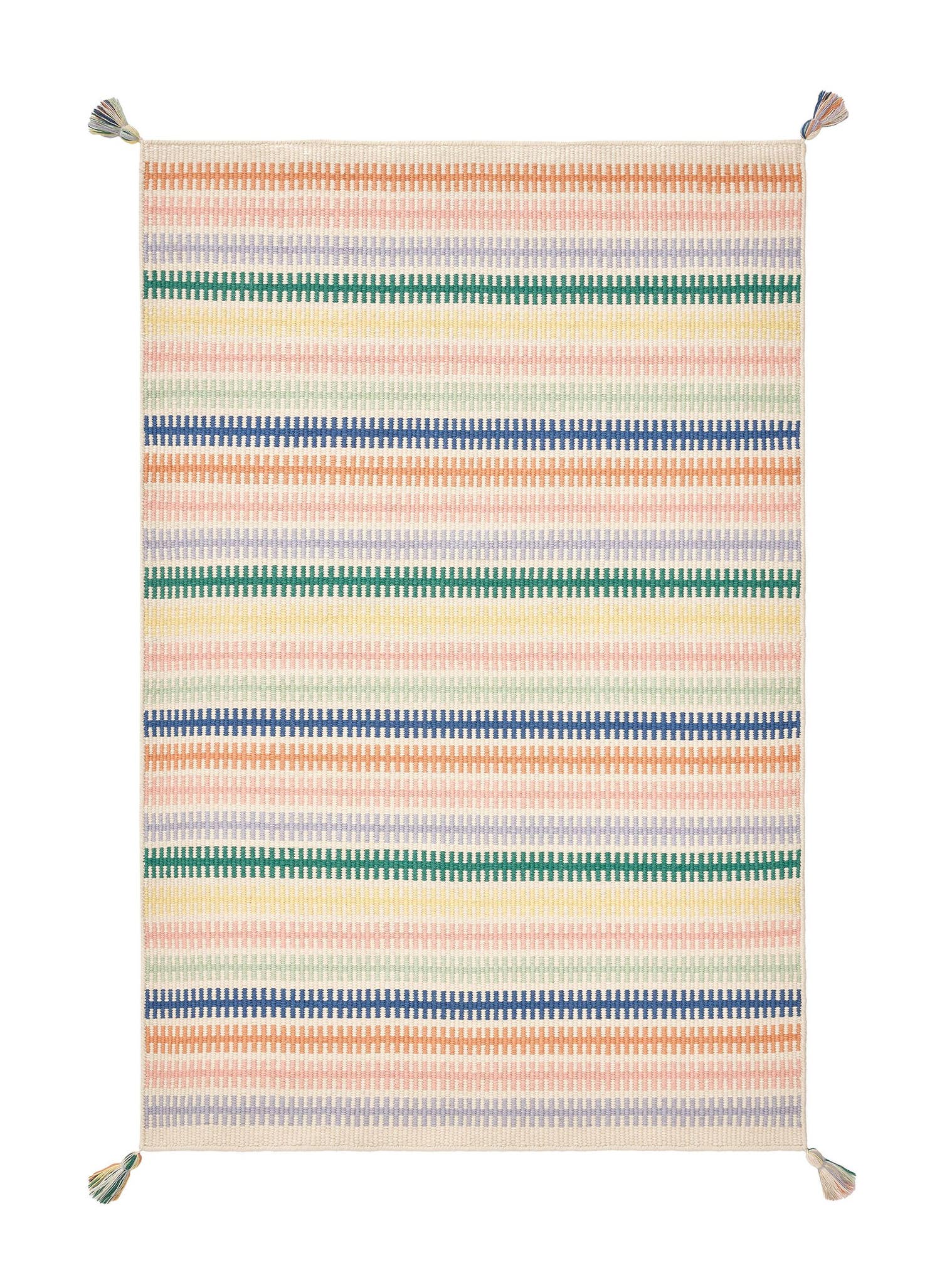 Teppich aus 100% Wolle in Multicolor mit bis 5 mm hohem Flor von Lytte