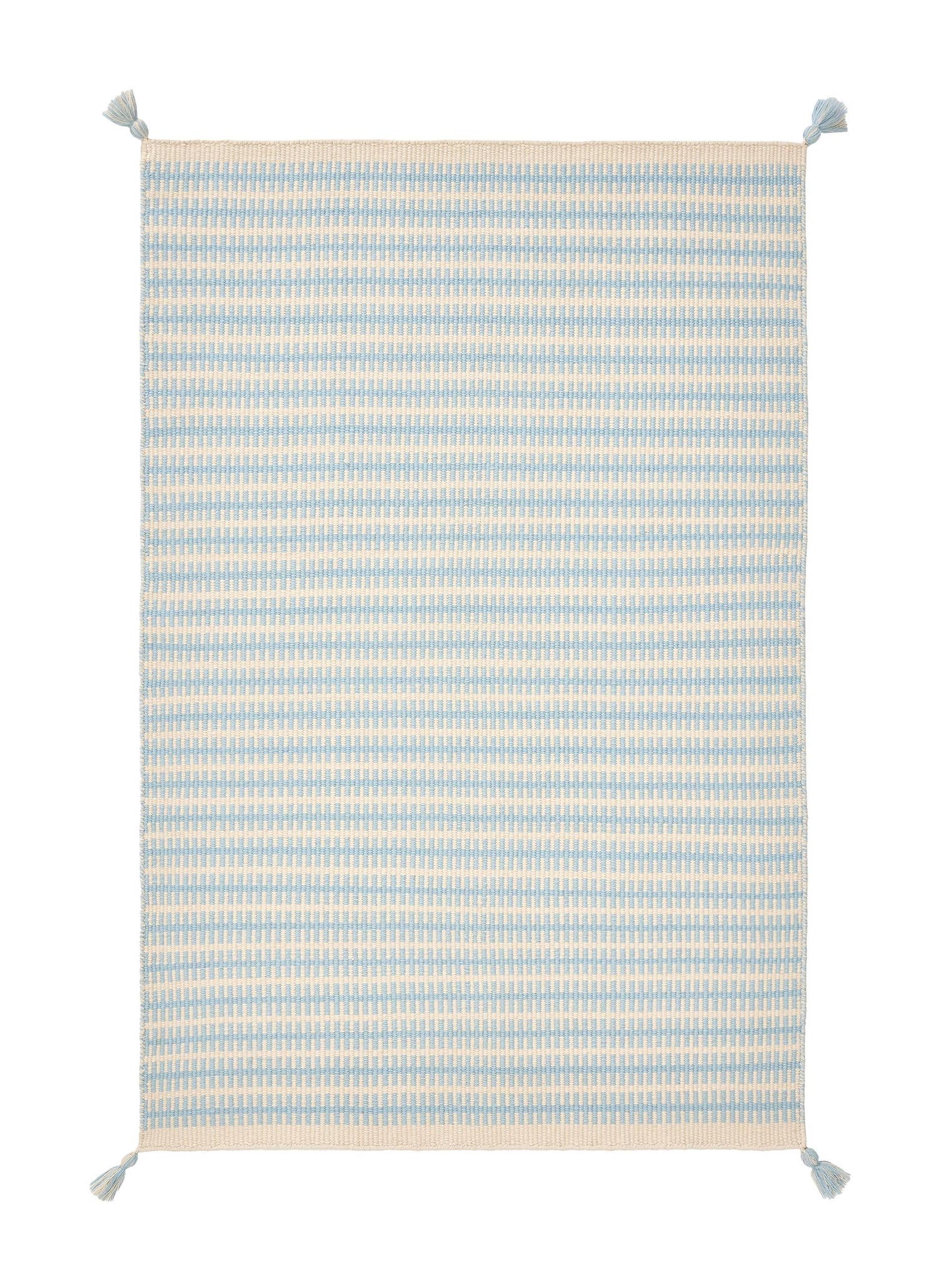Teppich aus 100% Wolle in Blau mit bis 5 mm hohem Flor von Lytte