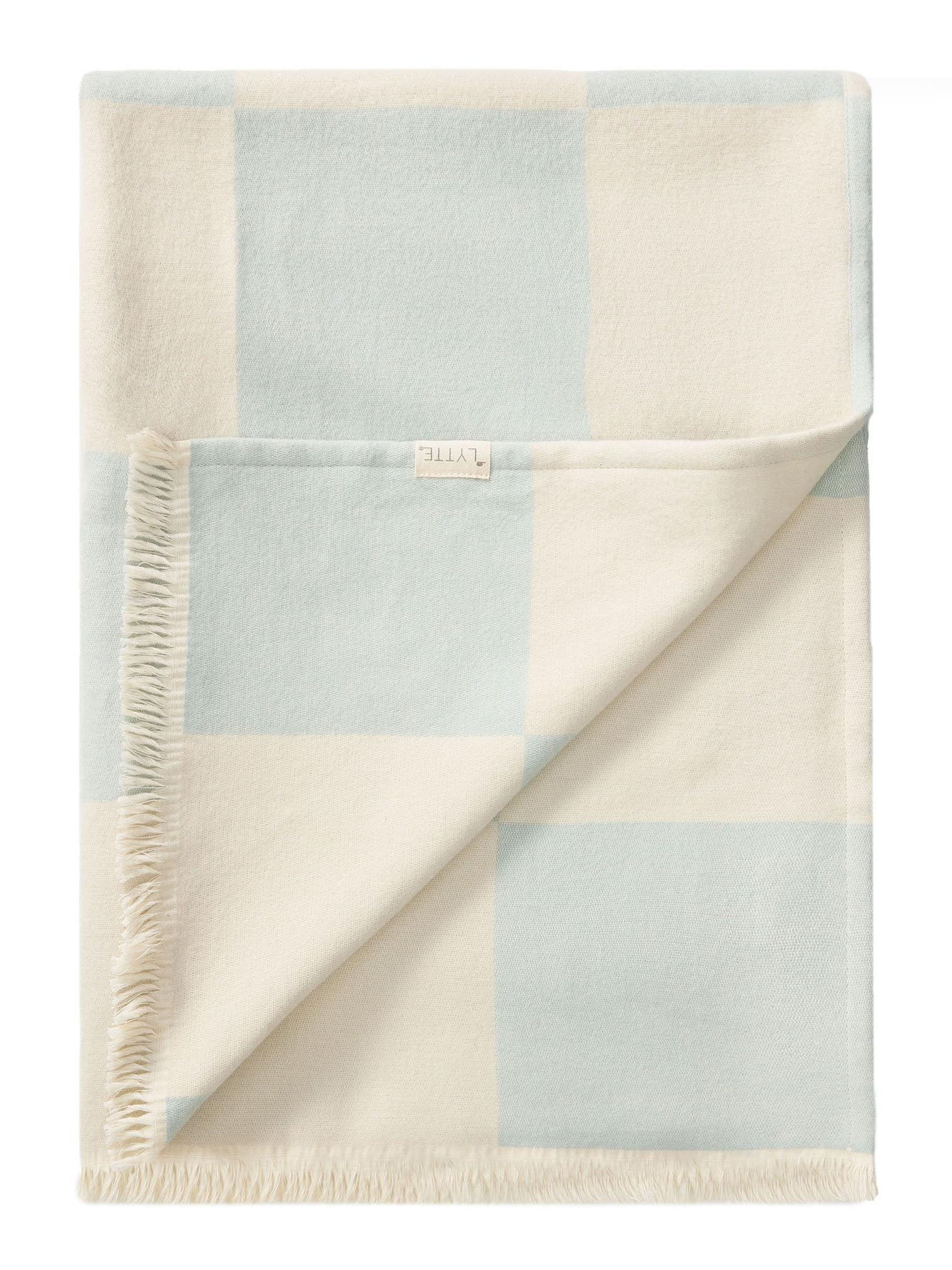 Katoenen plaid Caro Blauw in Geometrisch-ontwerp van 100% Katoen door Lytte