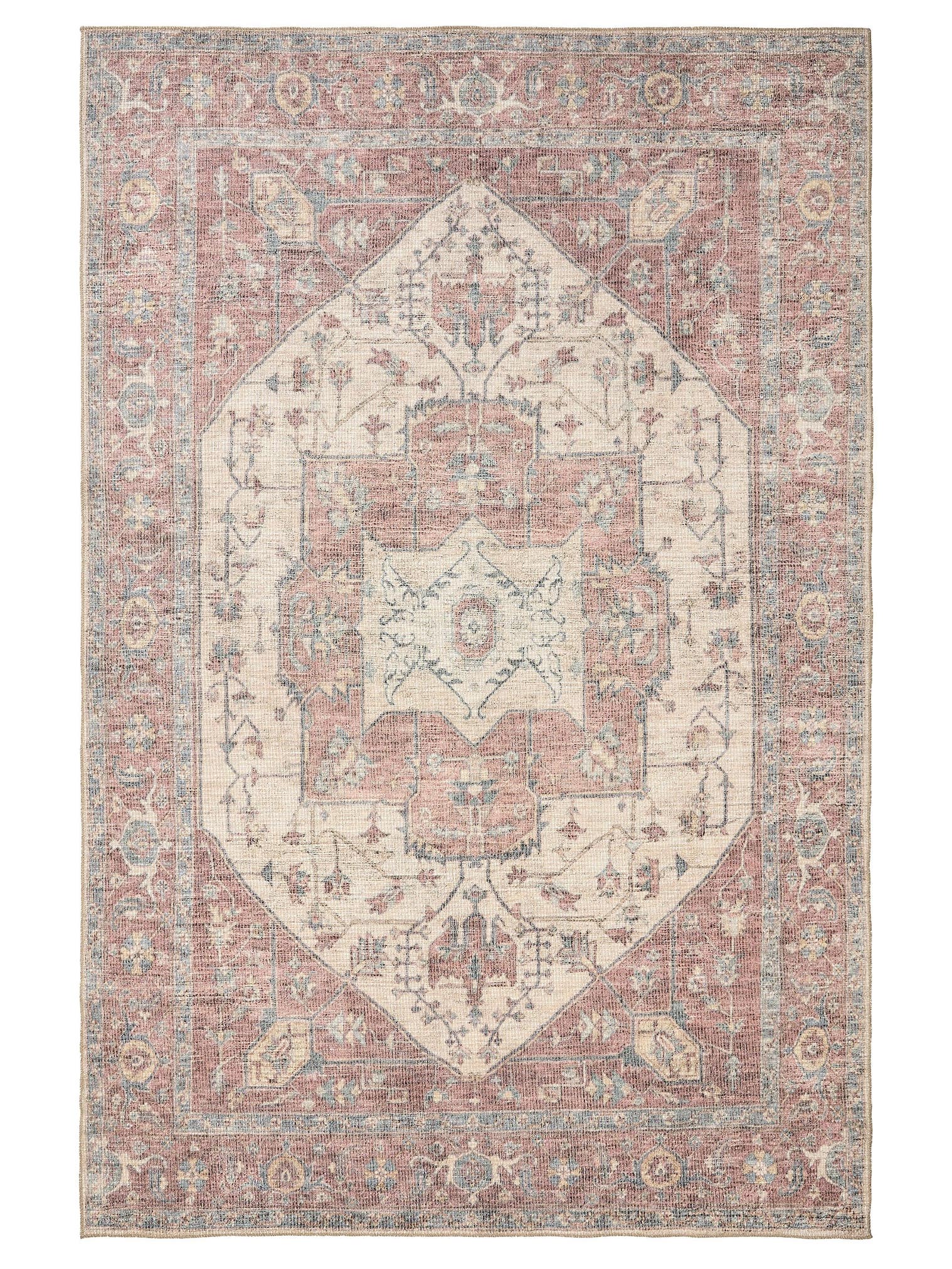 Teppich aus 50% Polyester, 50% Polycotton in Beige mit bis 5 mm hohem Flor von benuta Nest
