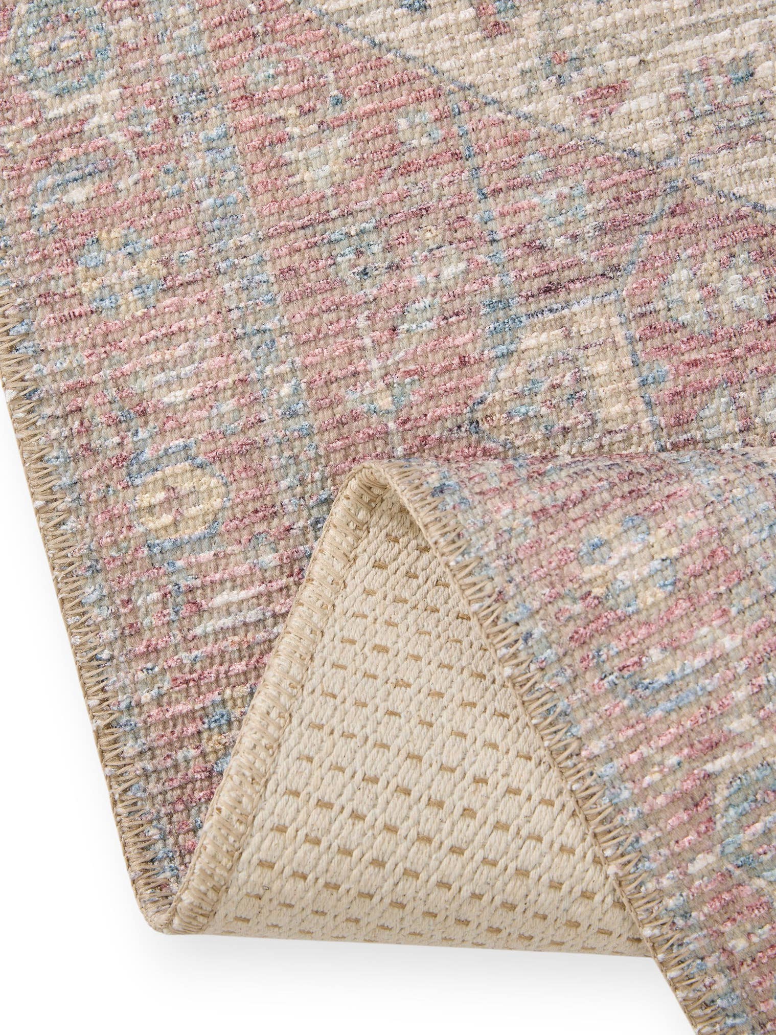 Tapis en 50% Polyester, 50% Polycoton en Beige avec une pile de 1- 5 mm de hauteur de benuta Nest