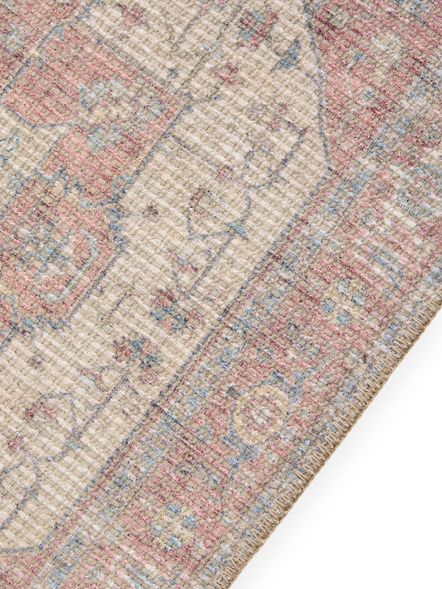 Tapis en 50% Polyester, 50% Polycoton en Beige avec une pile de 1- 5 mm de hauteur de benuta Nest
