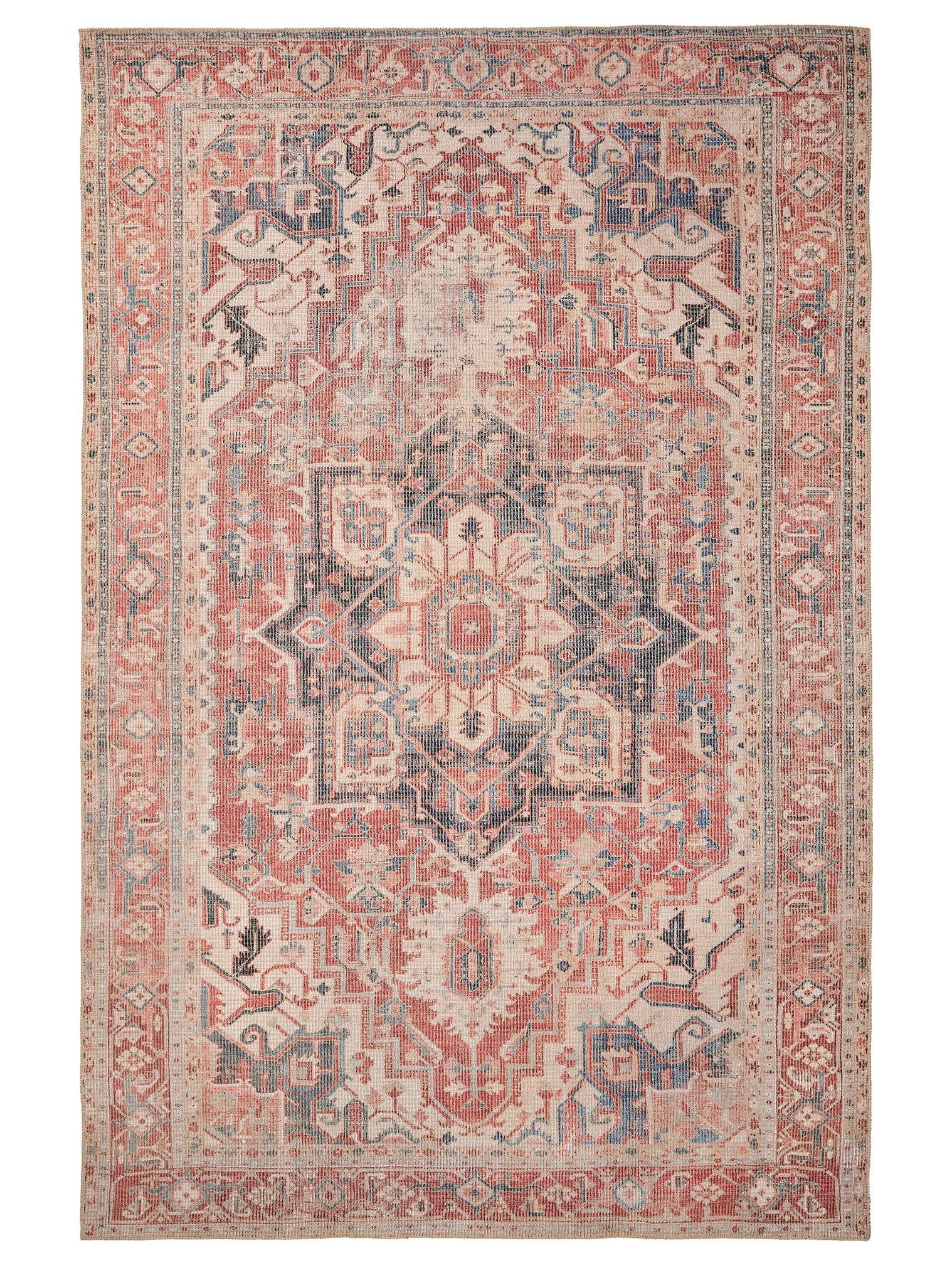 Tappeto di 50% Poliestere, 50% Policotone in Rosso con pelo alto 1- 5 mm da benuta Nest
