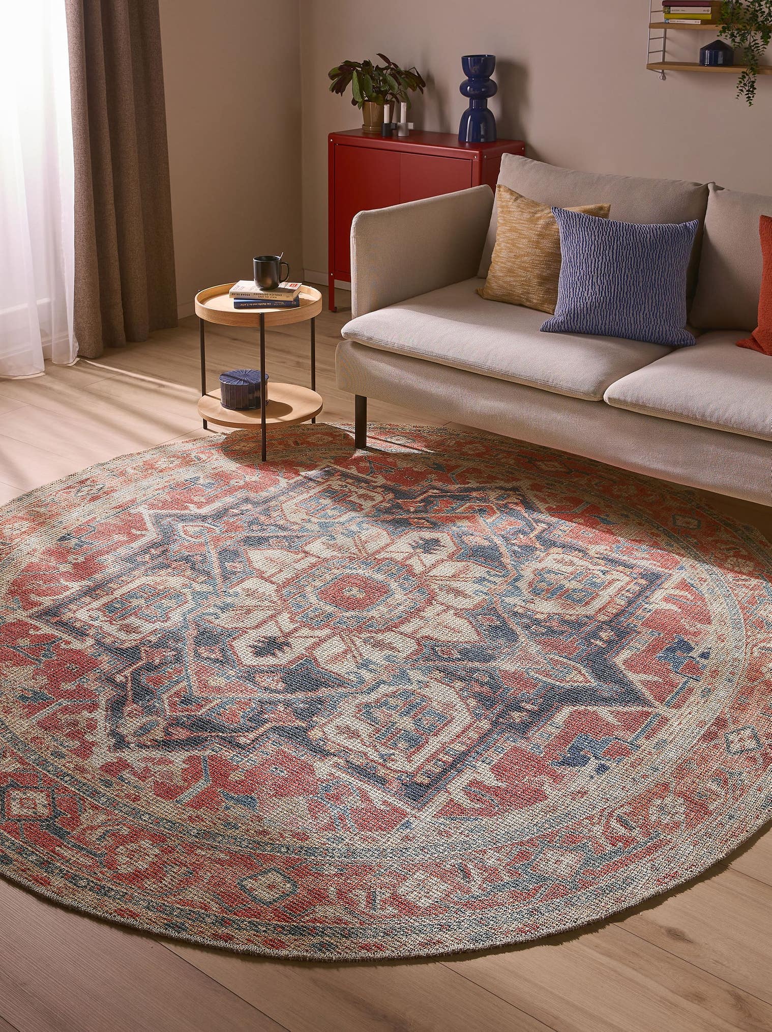 Teppich aus 50% Polyester, 50% Polycotton in Rot mit bis 5 mm hohem Flor von benuta Nest