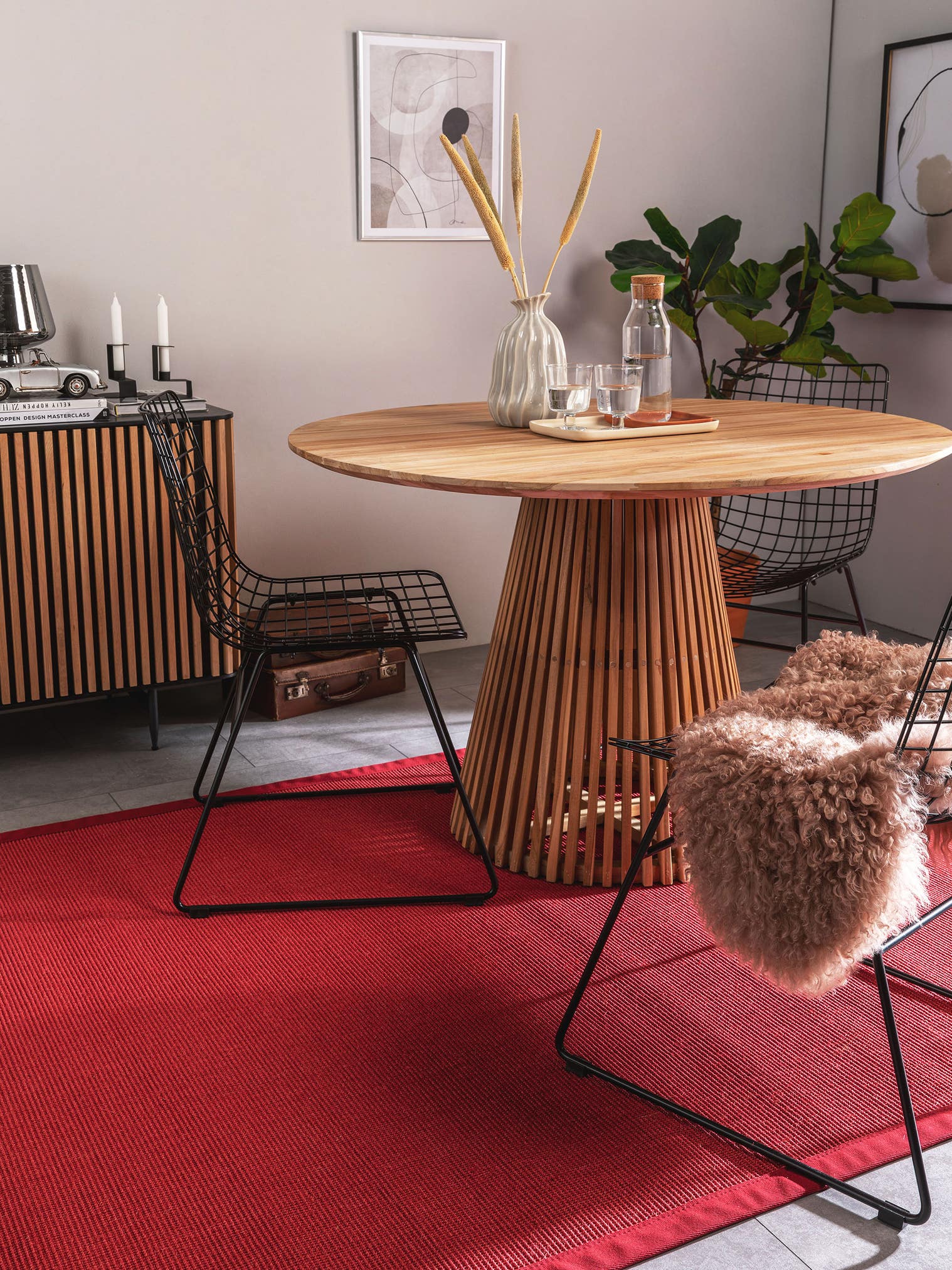 Tappeto di 100% Sisal in Rosso con pelo alto 1- 5 mm da benuta Nest