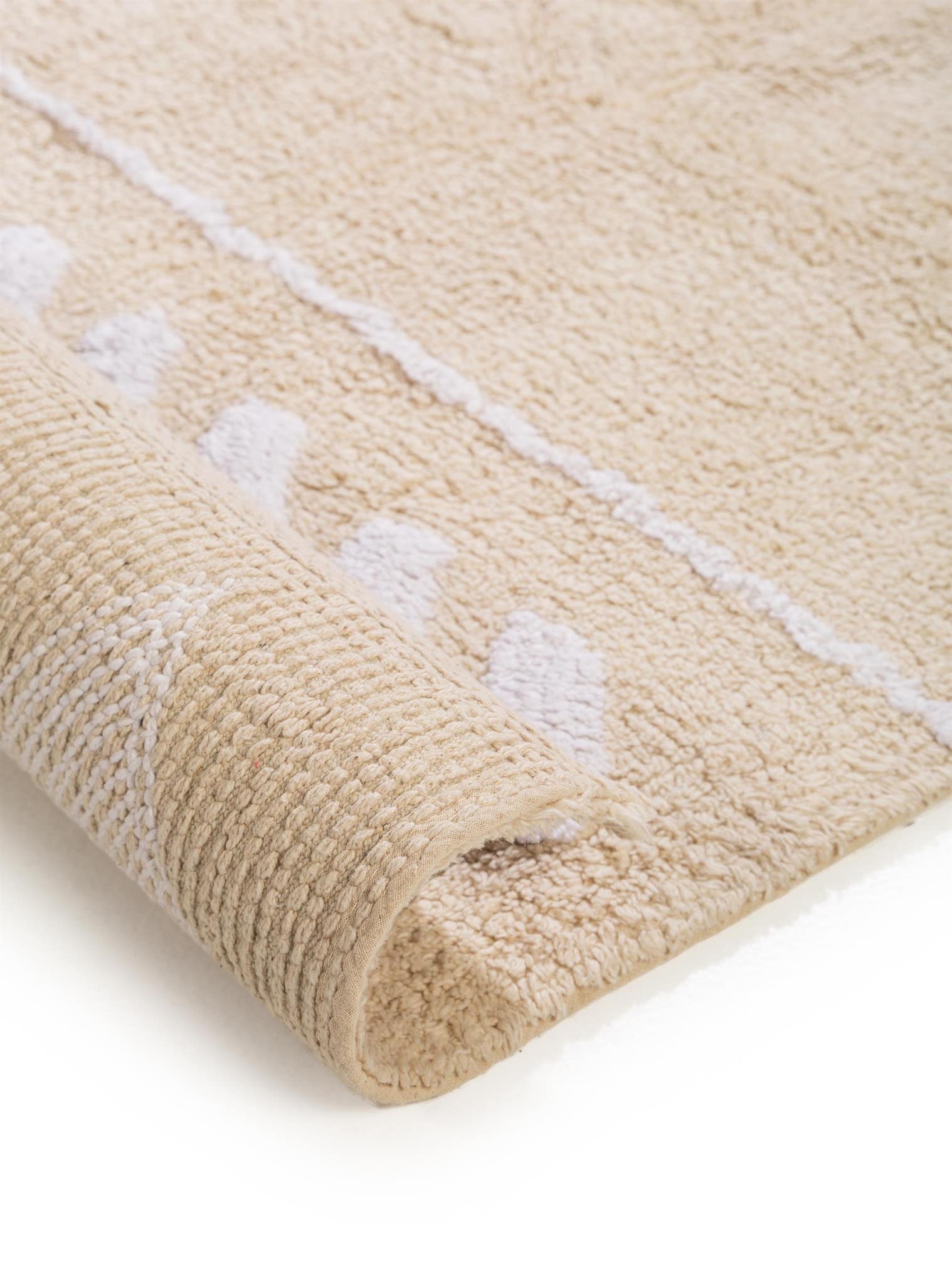Teppich aus 100% Baumwolle in Beige mit 11 bis 20 mm hohem Flor von Lytte