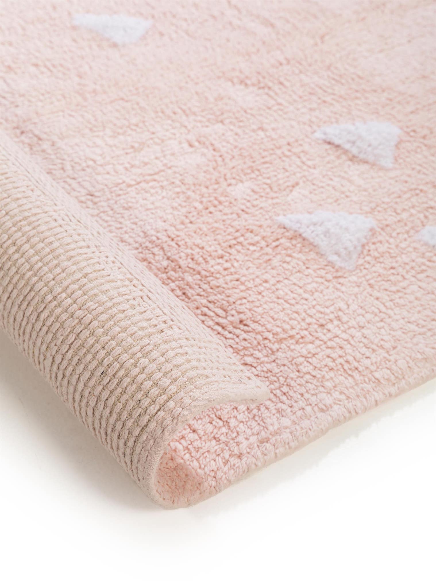 Teppich aus 100% Baumwolle in Rosa mit 11 bis 20 mm hohem Flor von Lytte