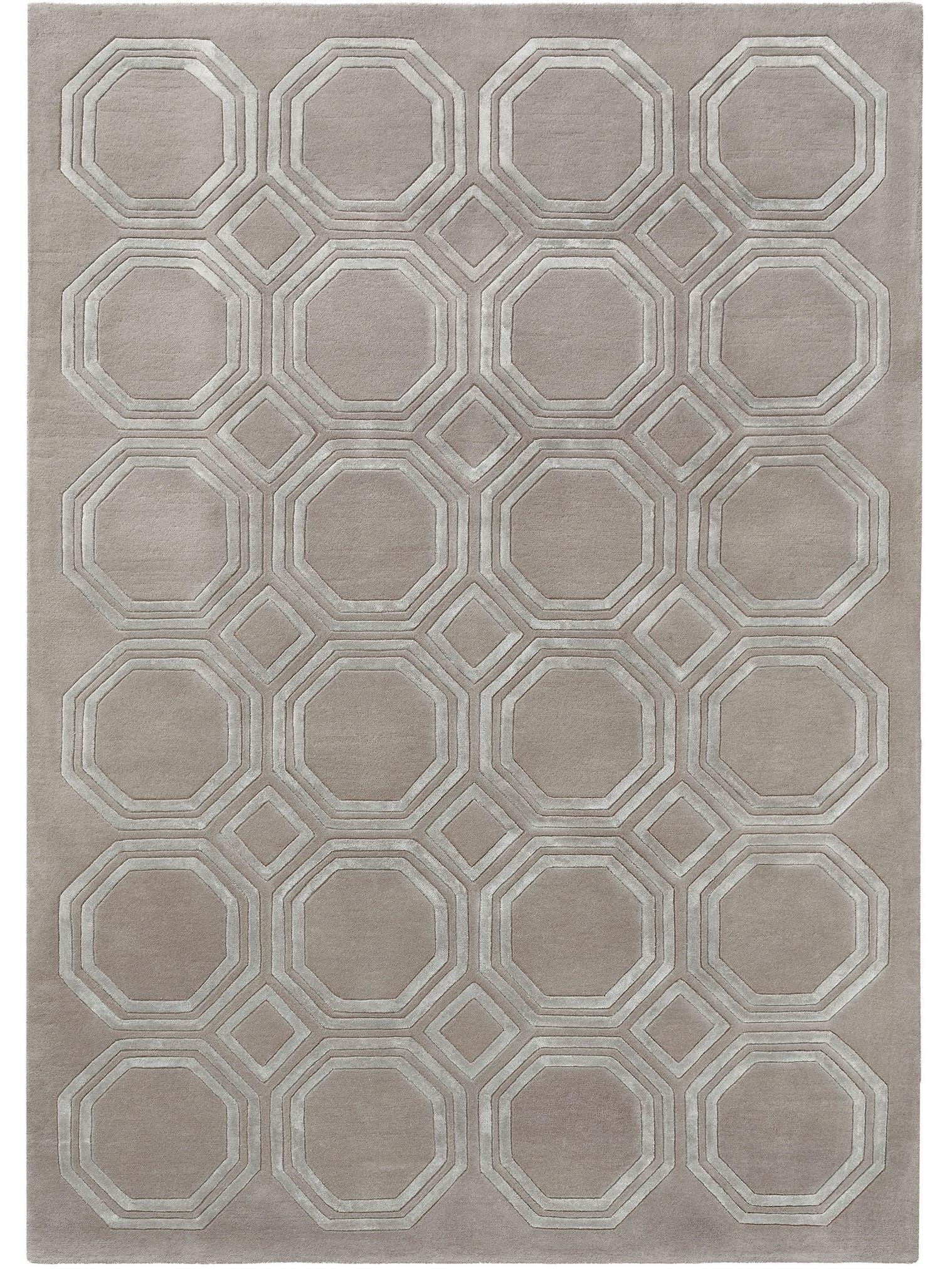 Teppich aus 70% Wolle, 30% Viskose in Grau mit 11 bis 20 mm hohem Flor von benuta Finest