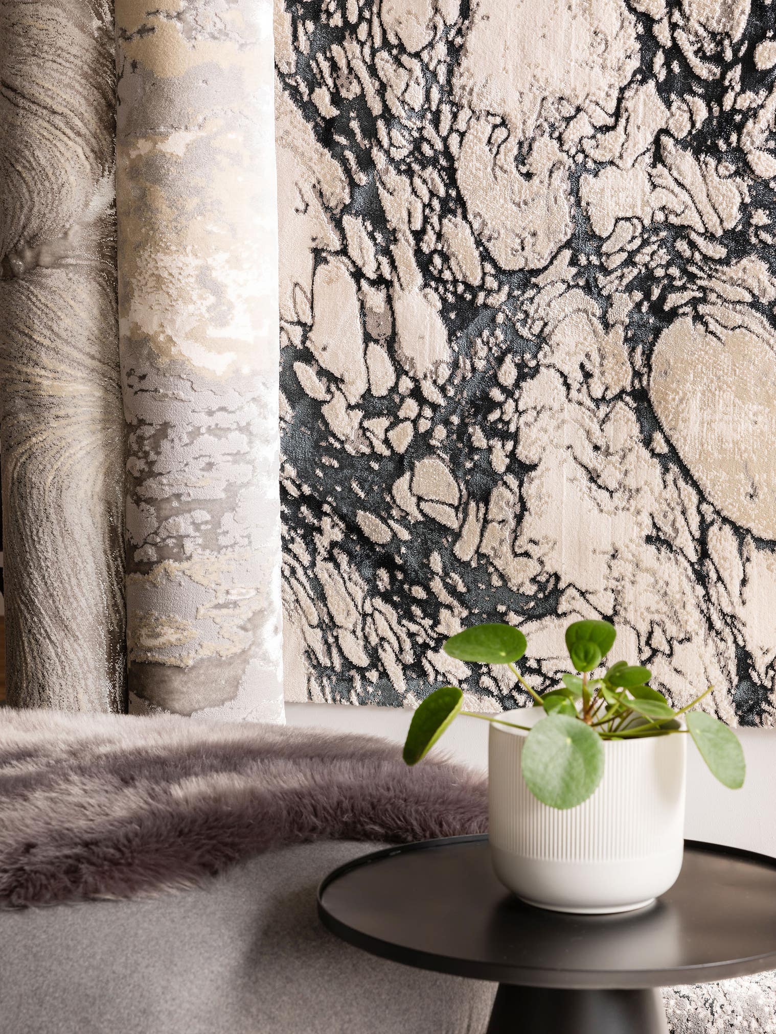 Teppich aus 60% Polypropylen, 40% Polyester in Beige mit 6 bis 10 mm hohem Flor von benuta Nest