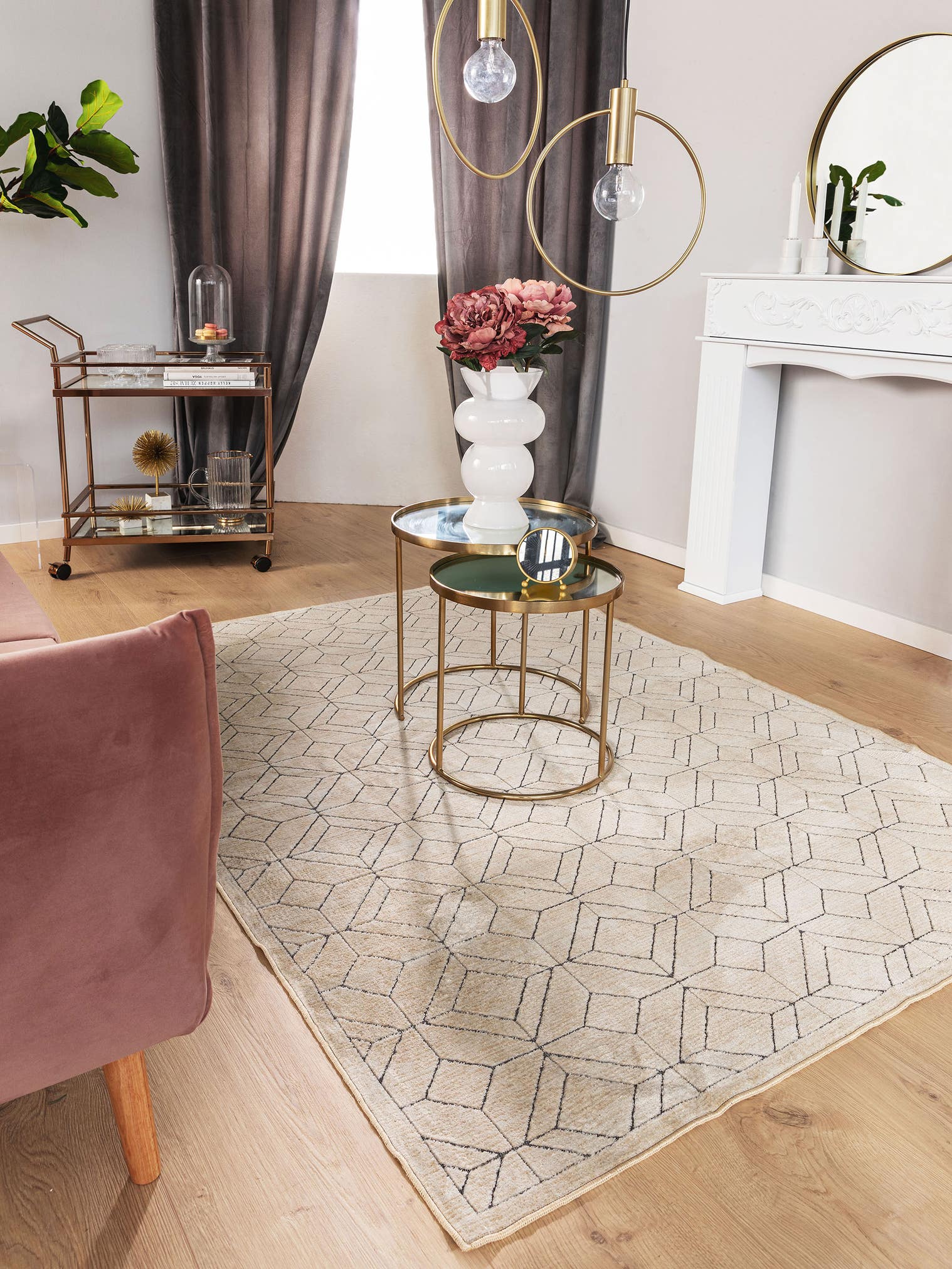 Rug made of 100% Polyester in Beige with a 1- 5 mm high pile by benuta