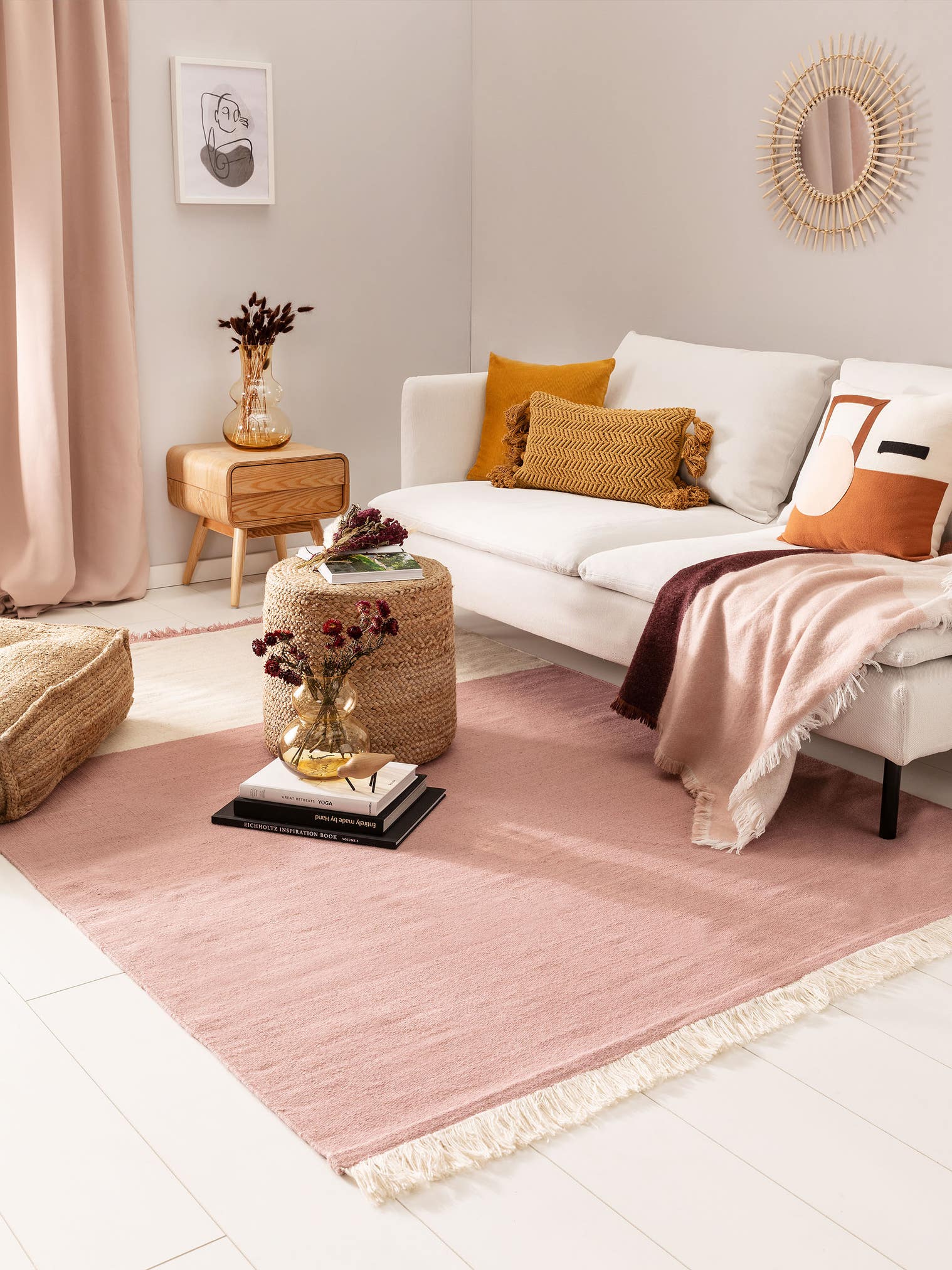 Teppich aus 100% Wolle in Beige mit bis 5 mm hohem Flor von benuta Pop