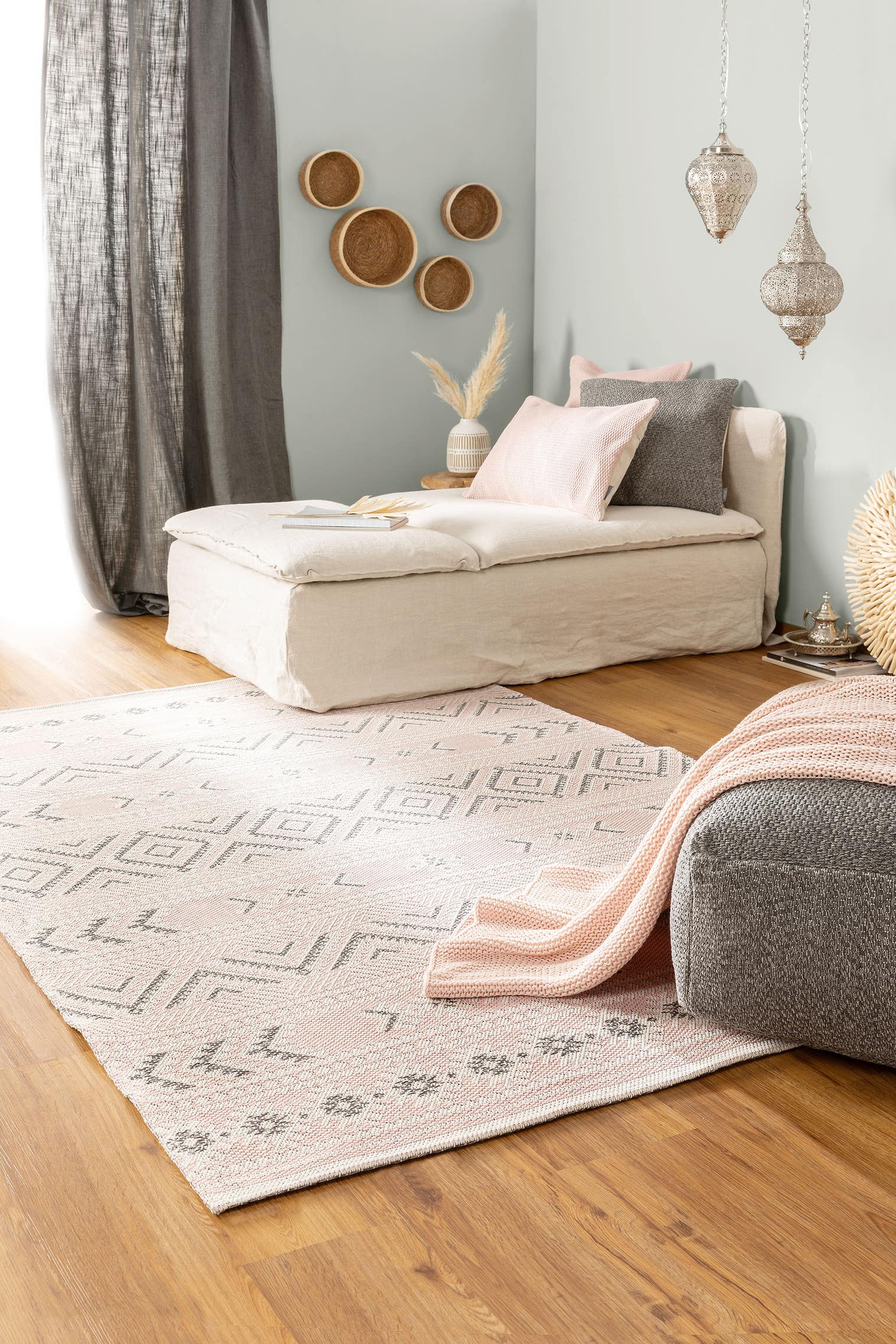 Teppich aus 100% Baumwolle in Rosa mit bis 5 mm hohem Flor von benuta