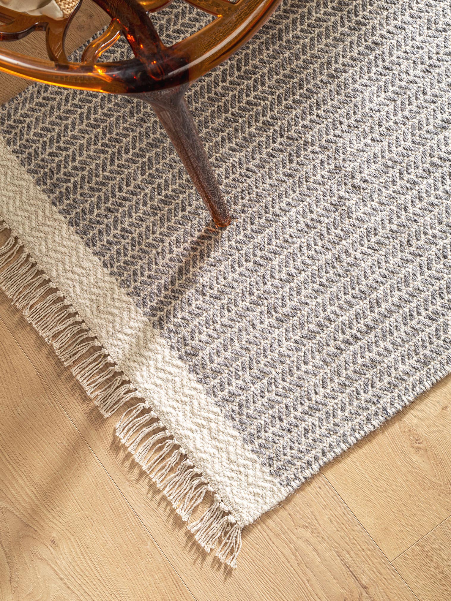 Rug made of 60% Wool, 40% Cotton in Grey with a 1- 5 mm high pile by benuta Pure