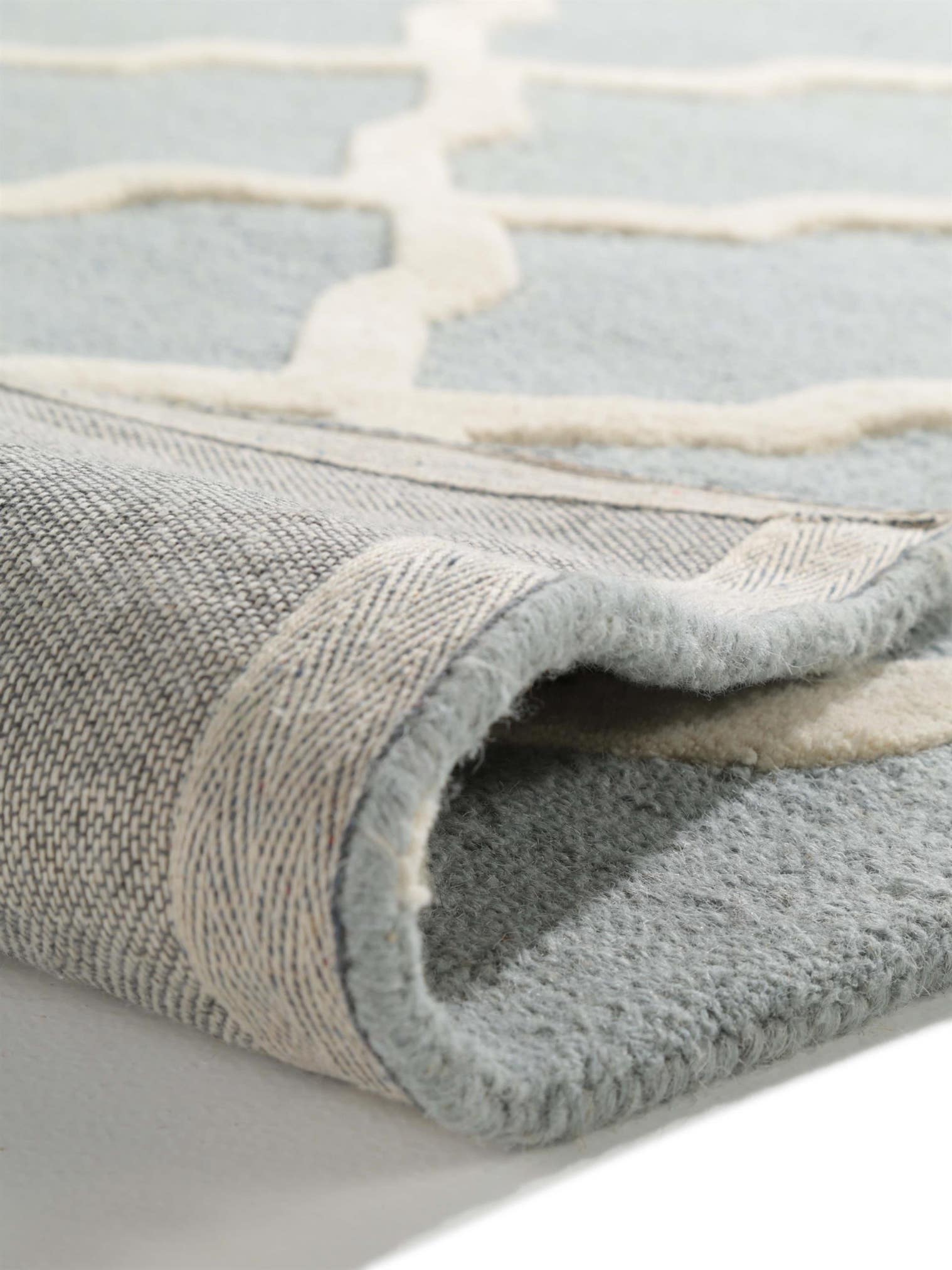 Tapis en 100% Laine en Bleu avec une pile de 11 - 20 mm de hauteur de benuta Pure