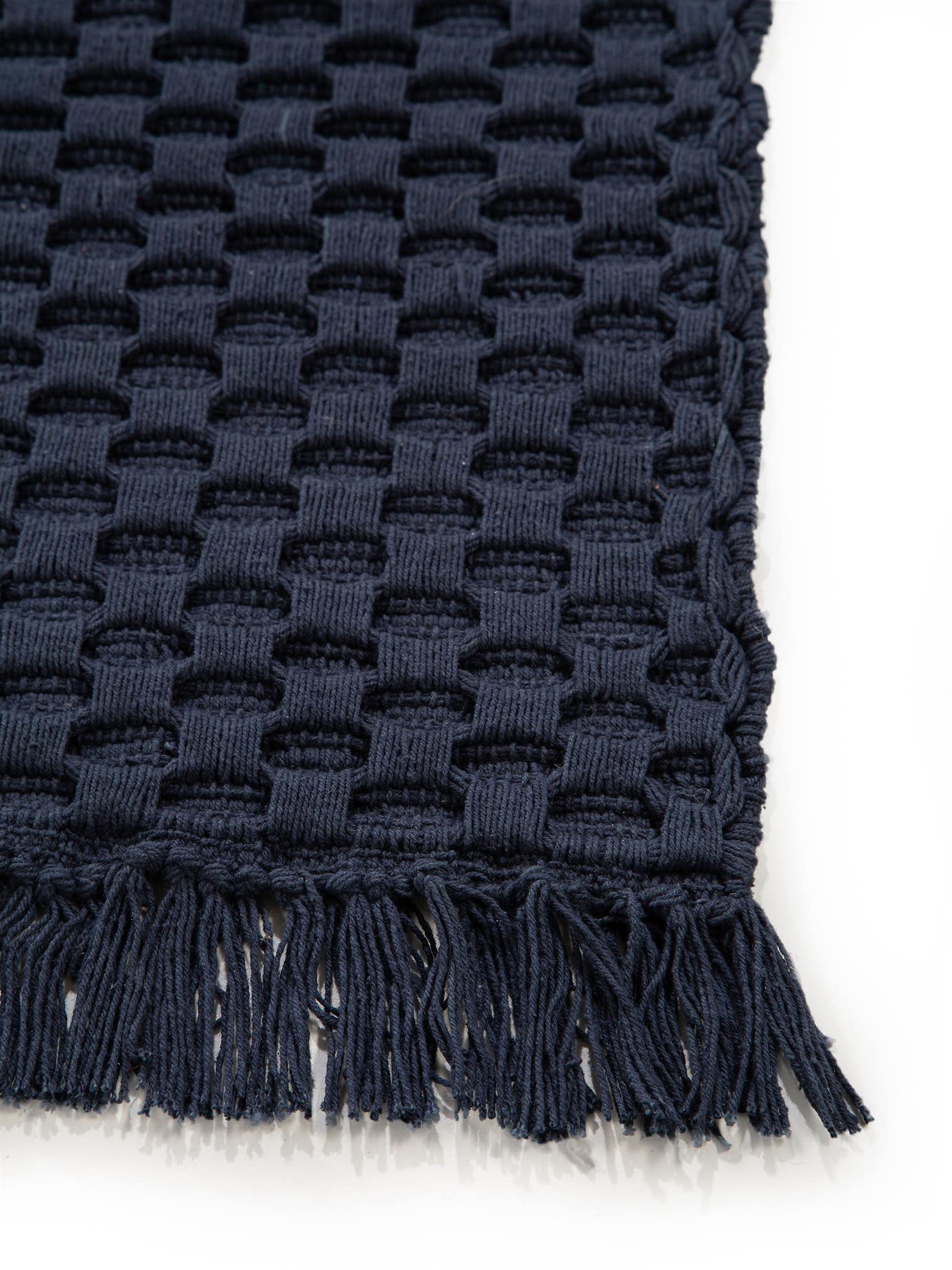 Teppich aus 100% Baumwolle in Blau mit 11 bis 20 mm hohem Flor von benuta Nest